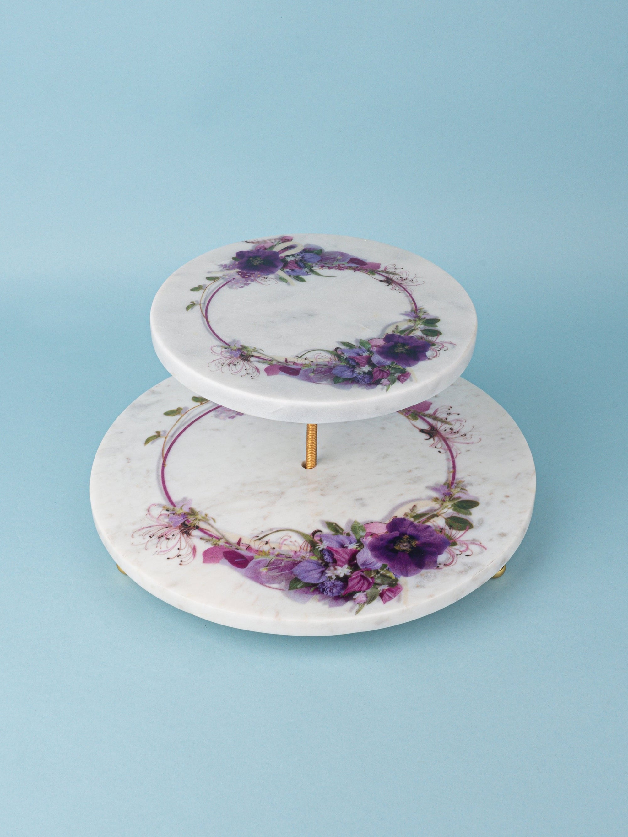 2 Tier Marble Printed Round Dessert Stand for Any Occasion