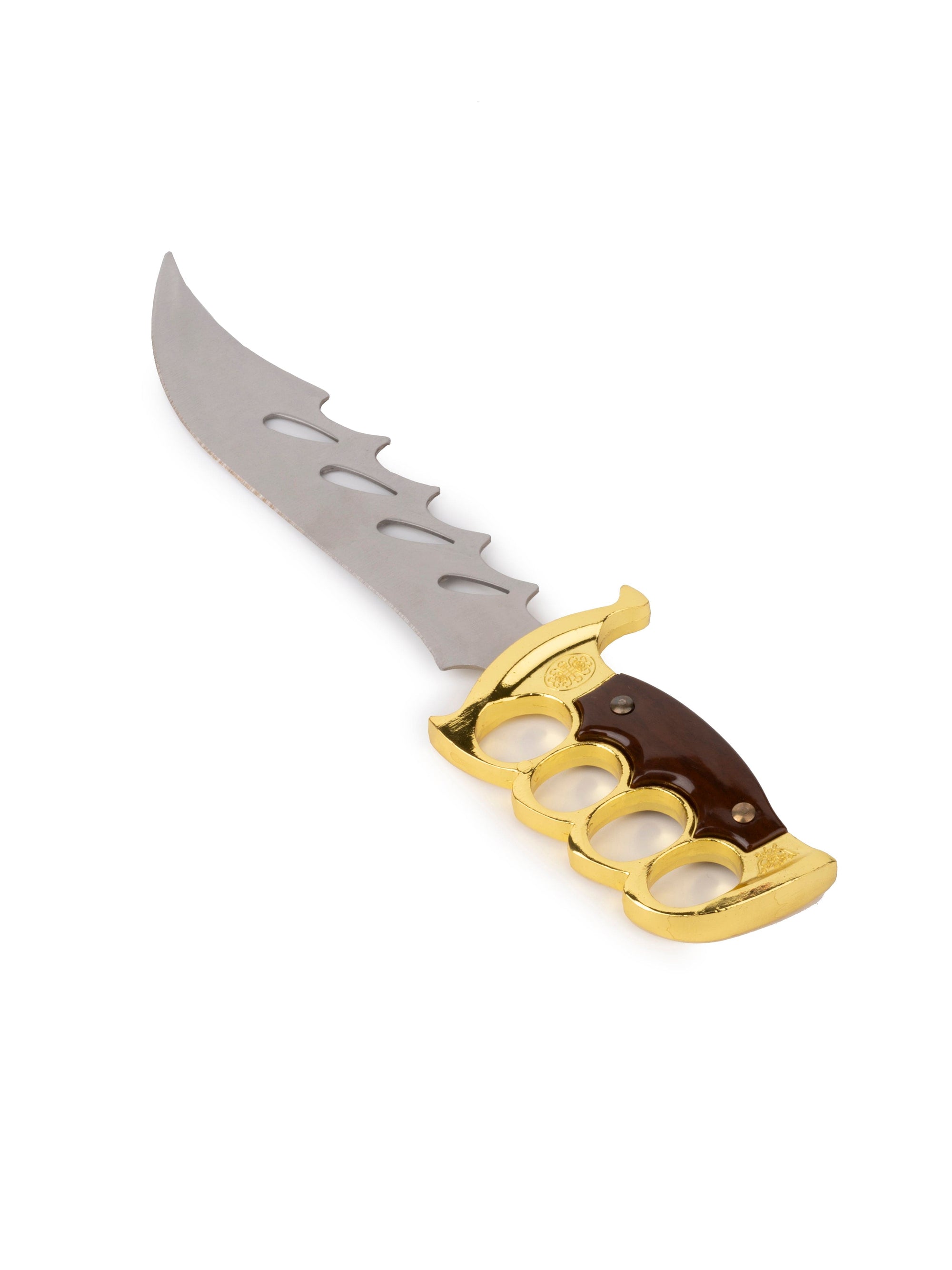 12" Hunting Knife / Dagger in a Black Leather Case with Golden Grip Handle for Home Decor