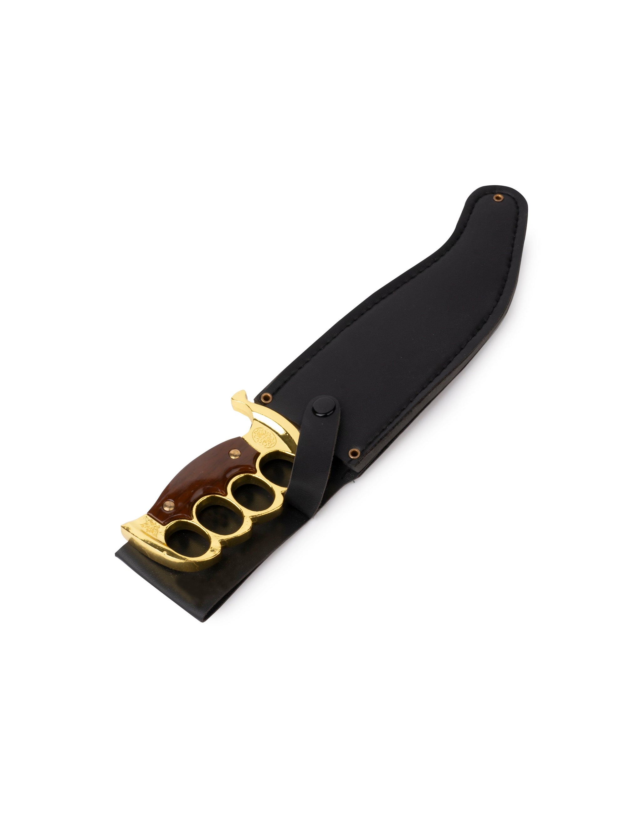 12" Hunting Knife / Dagger in a Black Leather Case with Golden Grip Handle for Home Decor