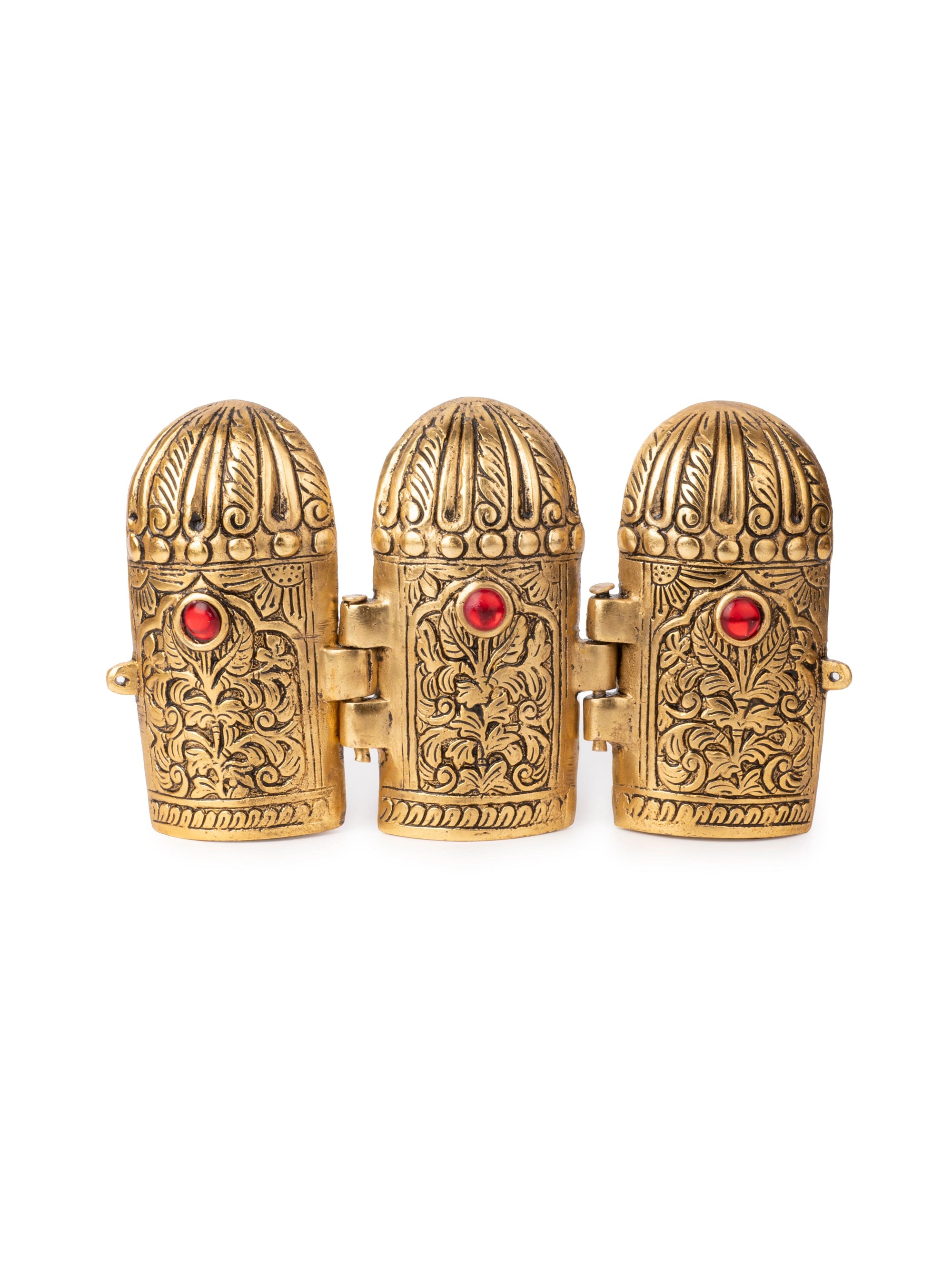 Metal Round Folded Temple, Laxmi Ganesh Saraswati Darbar Decorative Showpiece