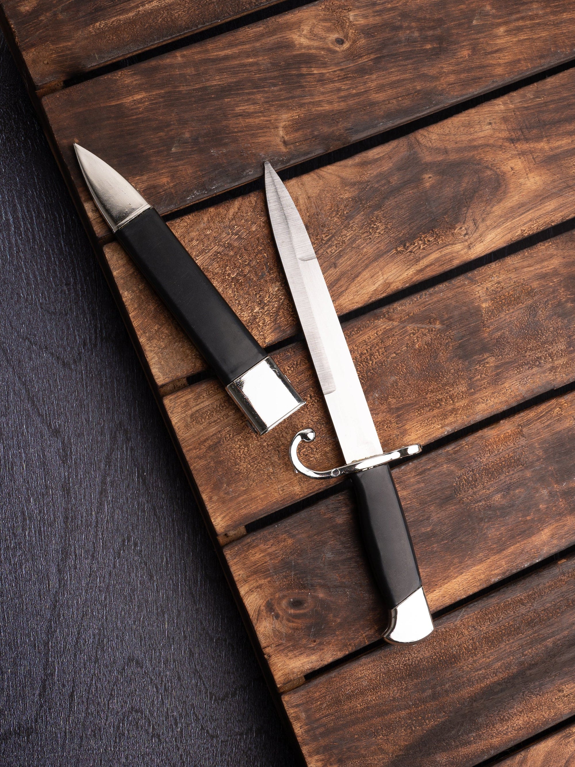 12" Straight Steel Knife / Dagger in a Black Case Very Light Weight for Decoration Purpose