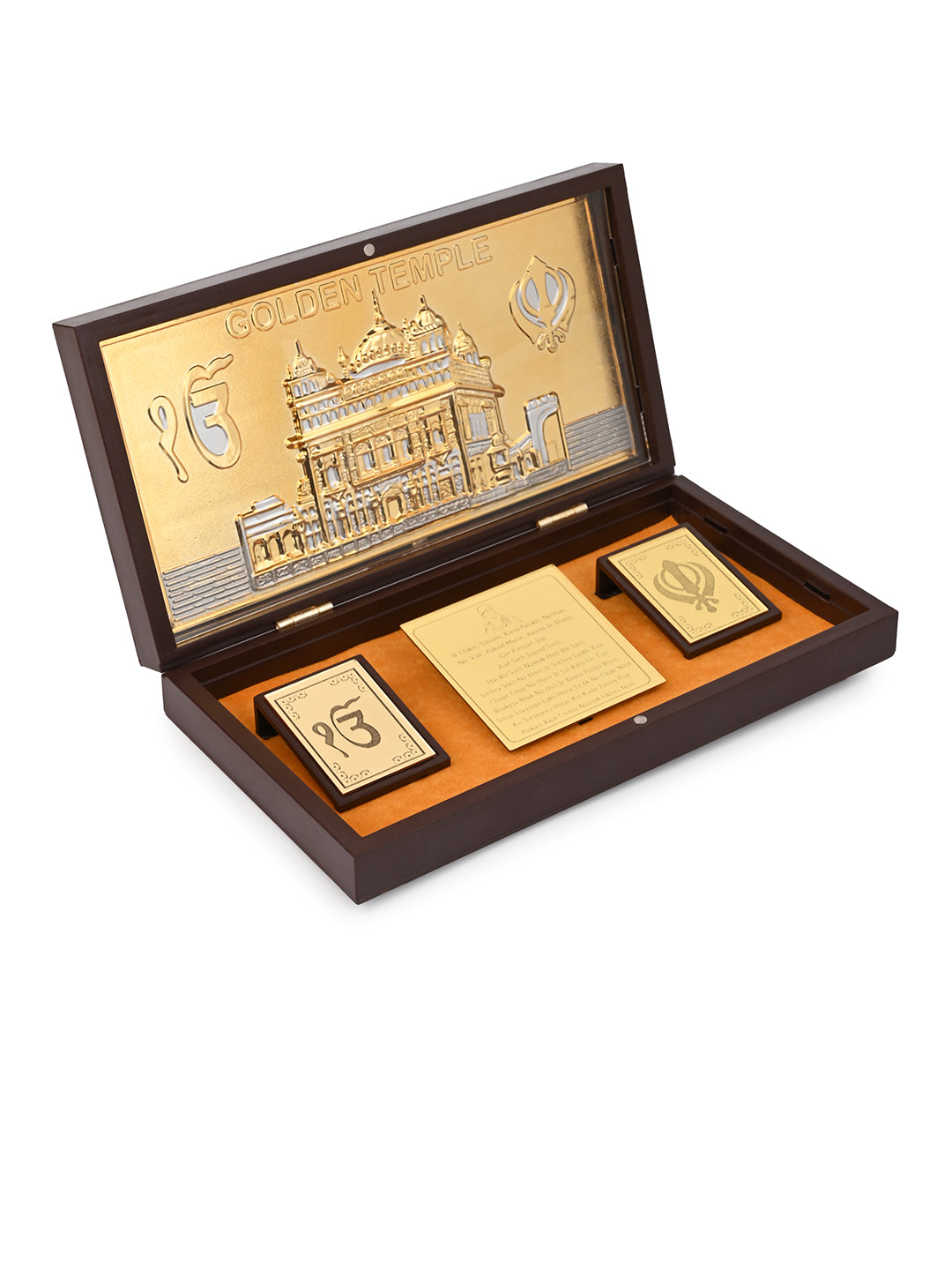 Golden Temple Shree Waheguruji Charan Paduka Box for Puja Rituals and Gifting