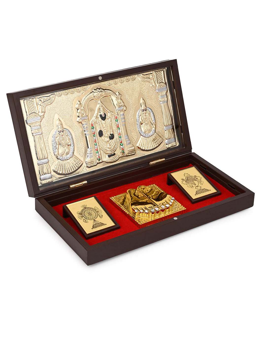 Lord Balaji Venkateswara Charan Paduka Box for Puja Rituals and Gifting