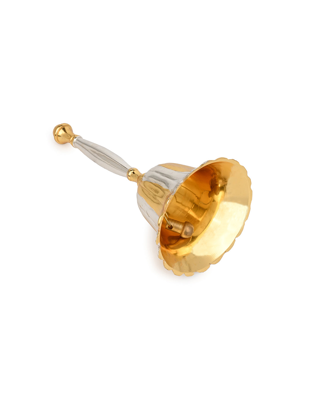 Brass Temple Bell with 2 Tone Color Effect for Regular Use - 6 inches