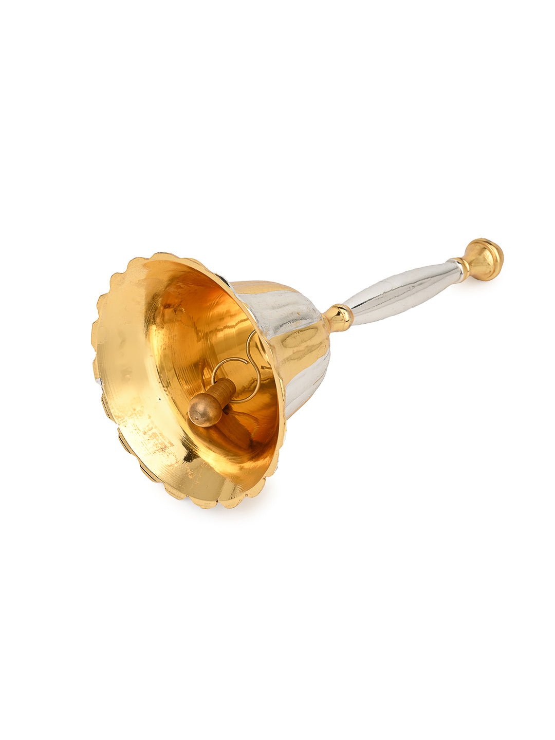 Brass Temple Bell with 2 Tone Color Effect for Regular Use - 6 inches