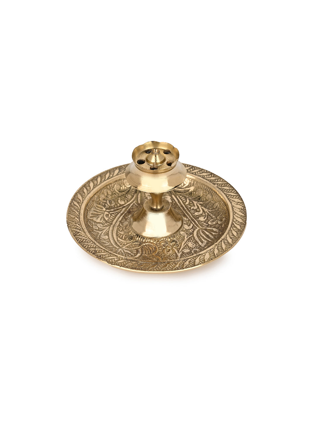 Brass crafted 8 pieces Puja thali set for everyday puja and rituals - 10 inches