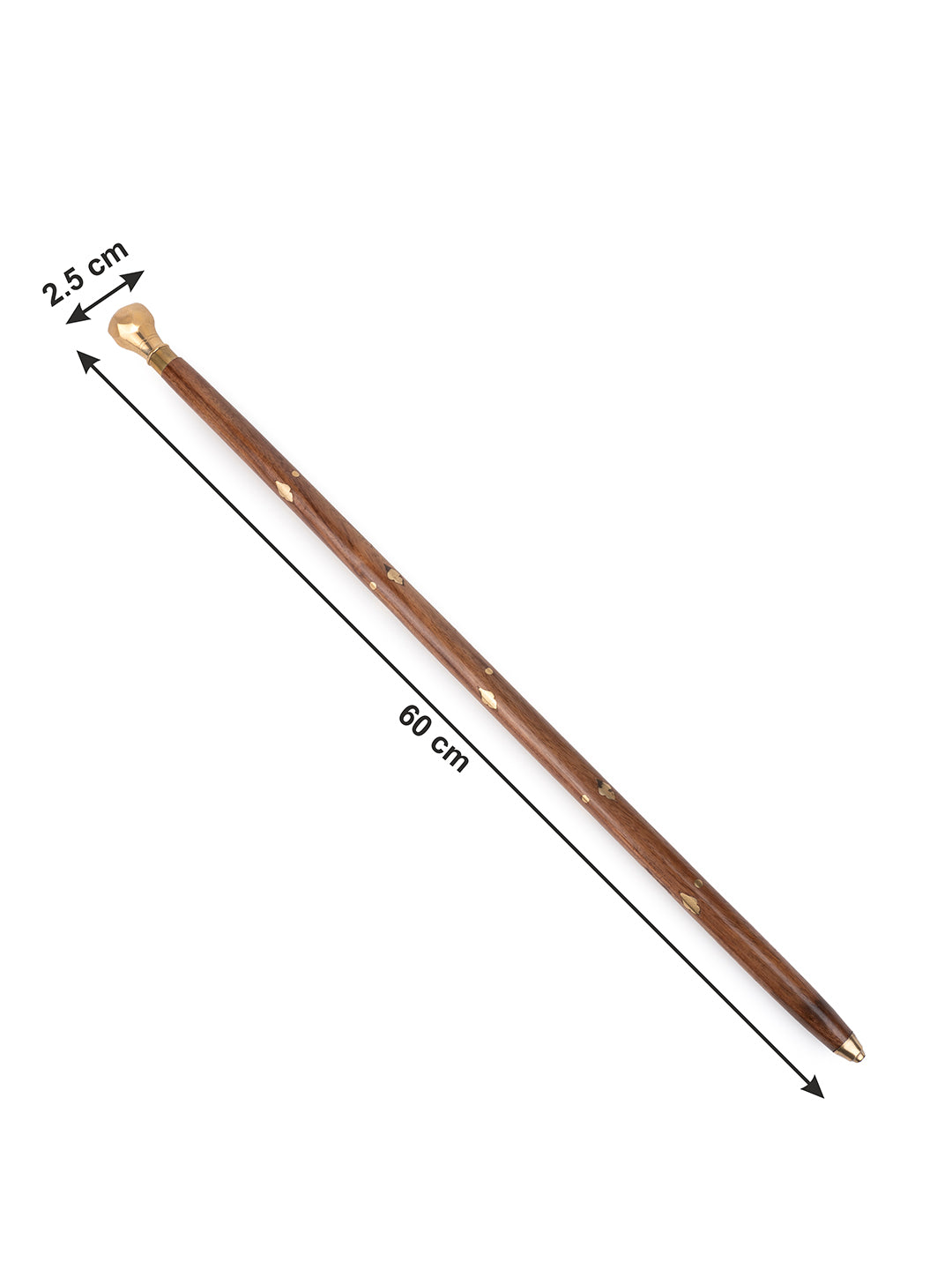 Sheesham wood and brass crafted stylish military cane / swagger stick - 2 feet long