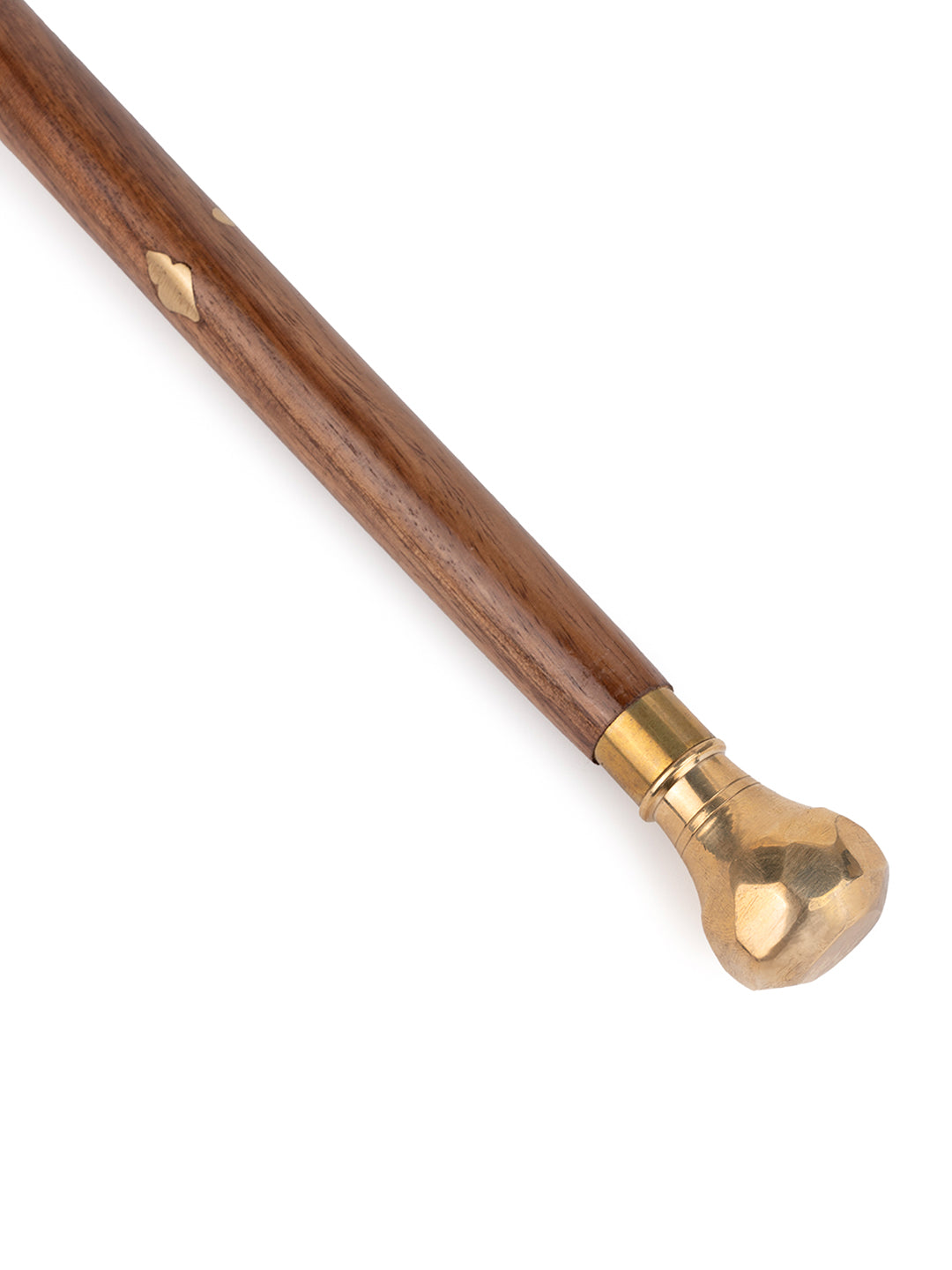 Sheesham wood and brass crafted stylish military cane / swagger stick - 2 feet long