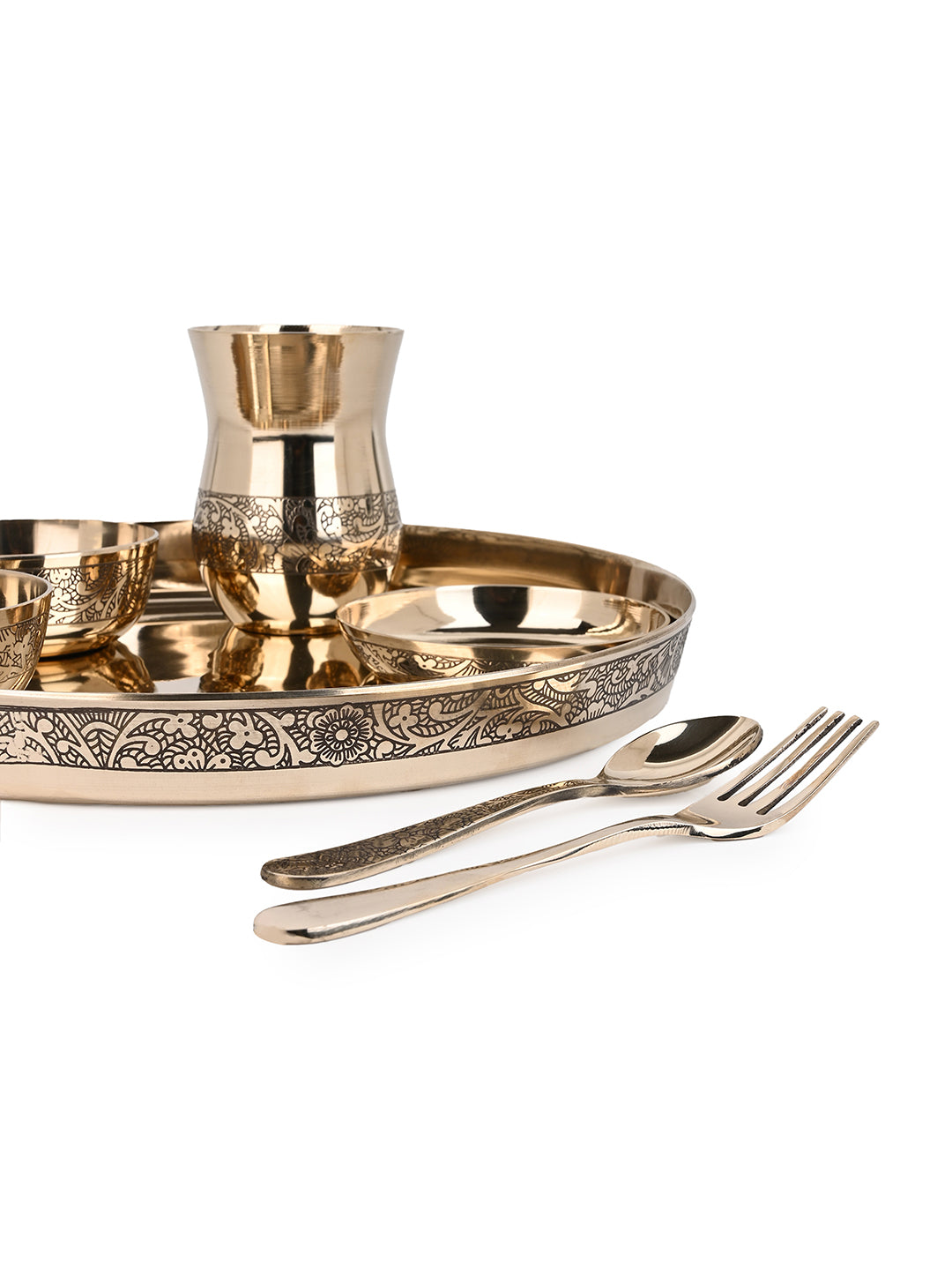 Traditional Kansa / Bronze 7 pieces Thali Set / Dinner set for Everyday Use