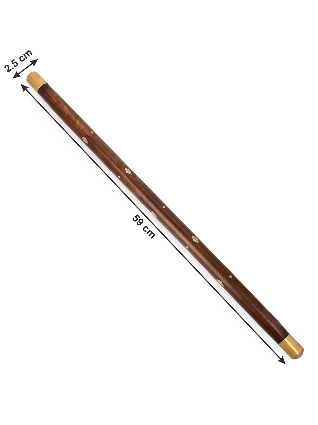 Sheesham wood and brass crafted elegant military cane / swagger stick - 2 feet long