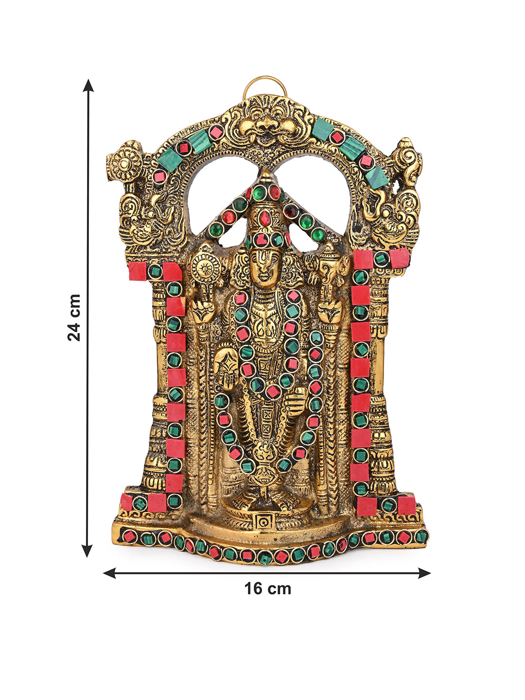 Tirupati Balaji Metal Statue with colorful Meenakari work - 10 inches - Available in Gold and Silver color