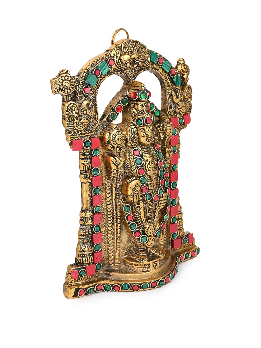 Tirupati Balaji Metal Statue with colorful Meenakari work - 10 inches - Available in Gold and Silver color