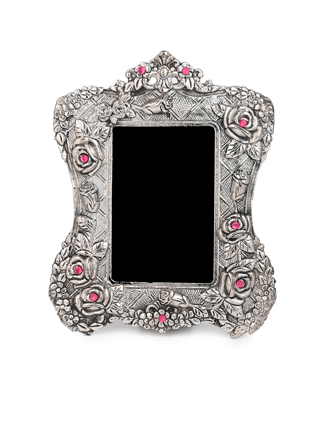 Metal crafted stone embellished floral pattern photo frame - Assorted designs