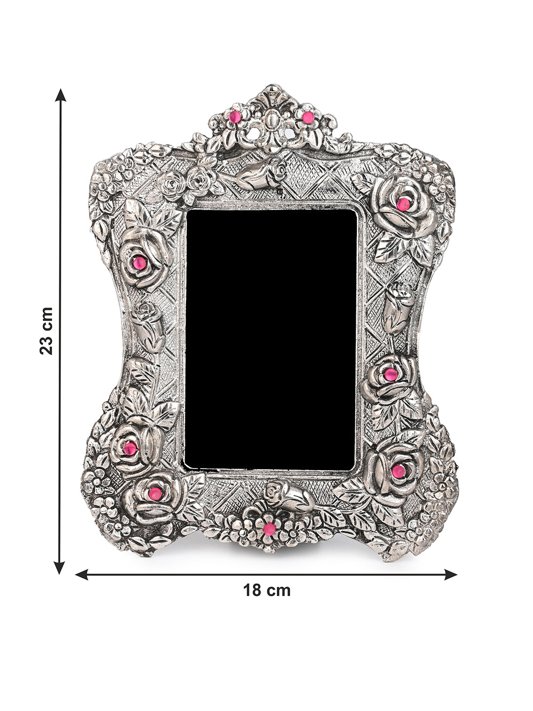 Metal crafted stone embellished floral pattern photo frame - Assorted designs