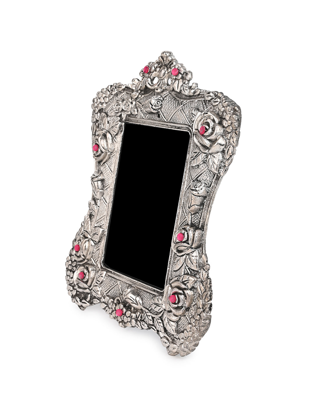 Metal crafted stone embellished floral pattern photo frame - Assorted designs