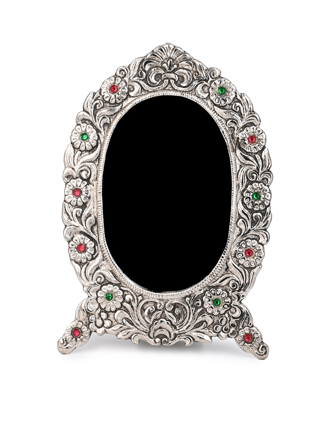 Metal crafted stone embellished floral pattern photo frame - Assorted designs