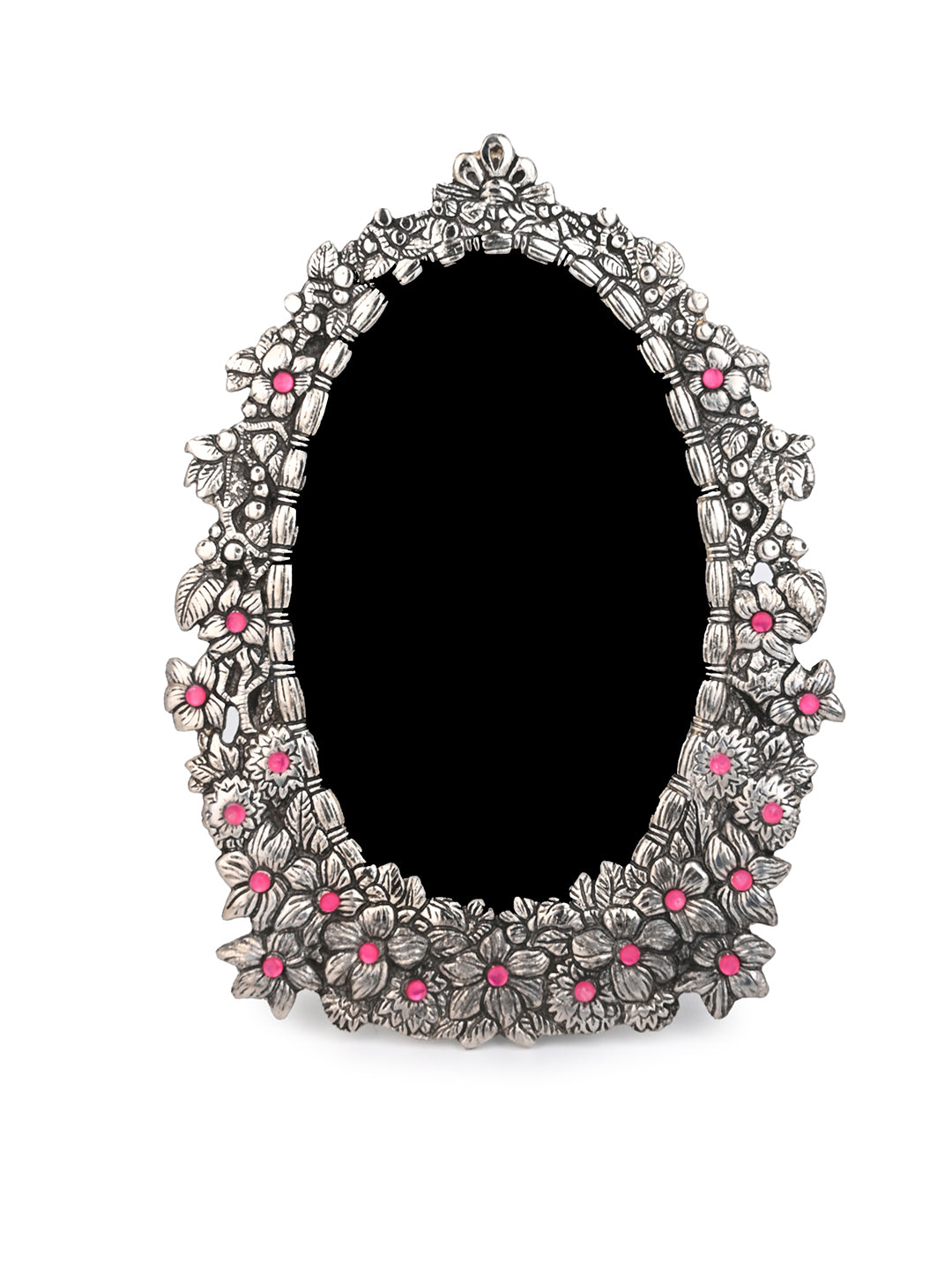 Metal crafted stone embellished floral pattern photo frame - Assorted designs