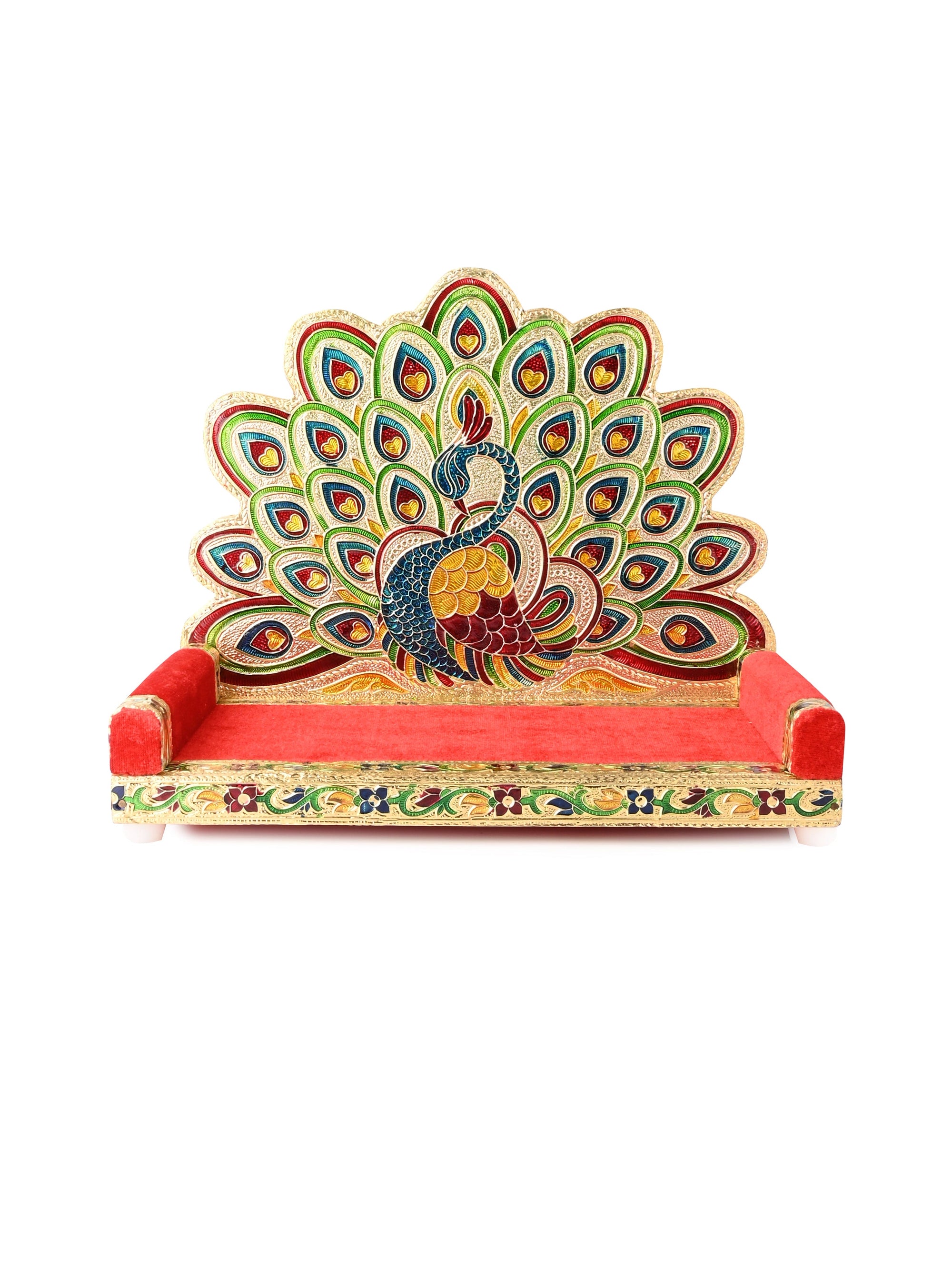 10 inches Handcrafted Meenakari Singhasan for Home Office Pooja Place