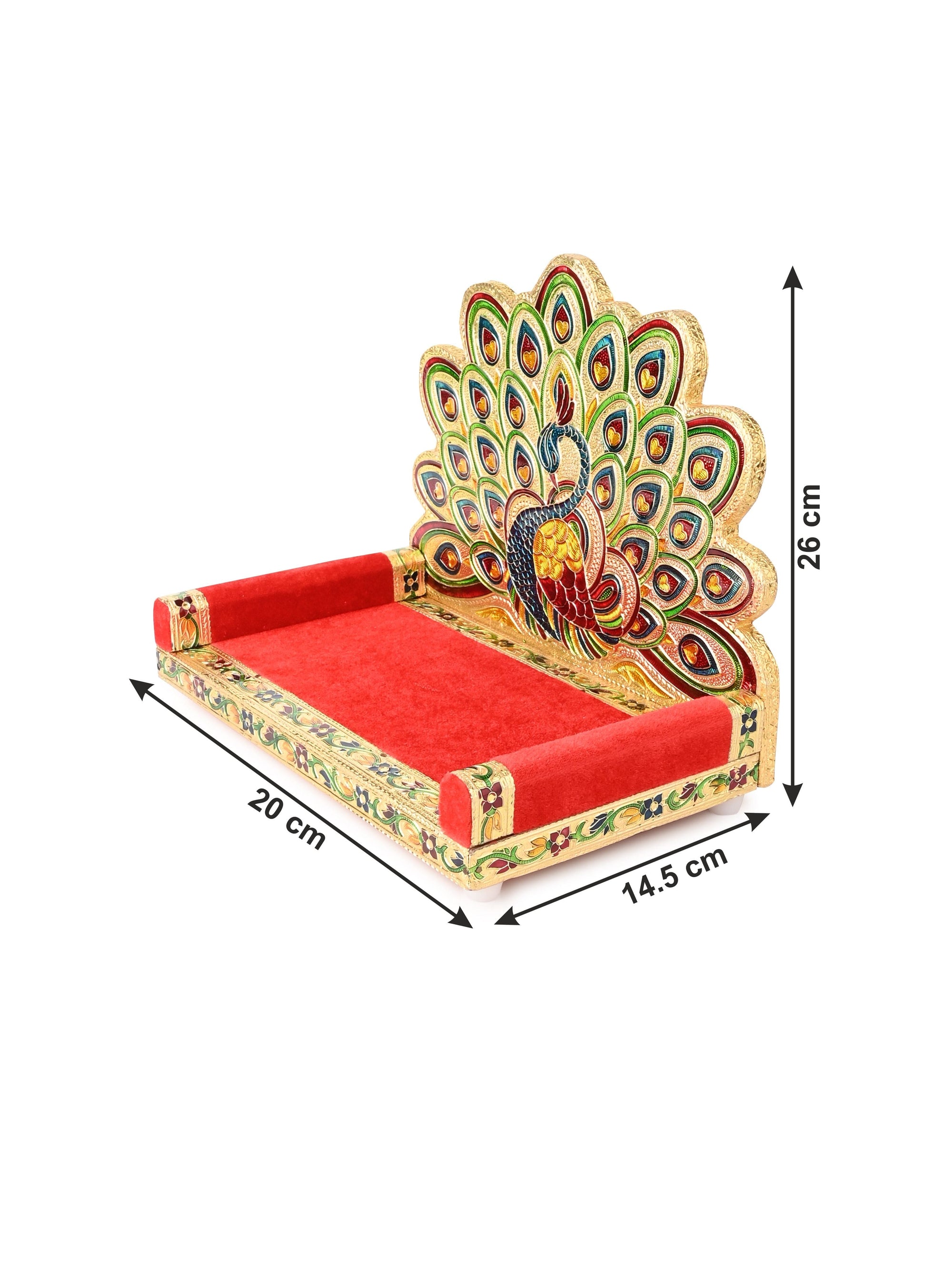 10 inches Handcrafted Meenakari Singhasan for Home Office Pooja Place