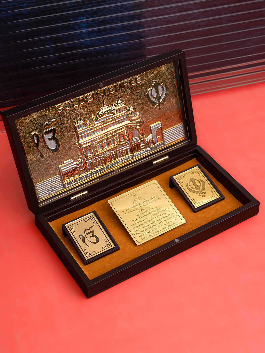 Golden Temple Shree Waheguruji Charan Paduka Box for Puja Rituals and Gifting