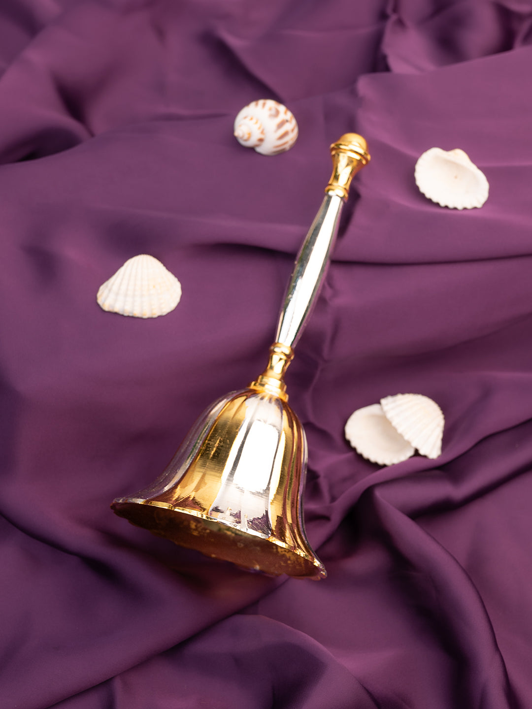 Brass Temple Bell with 2 Tone Color Effect for Regular Use - 6 inches