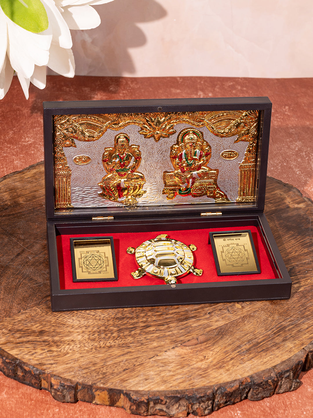 Laxmi Ganesh Charan Paduka Box for Puja Rituals and Gifting