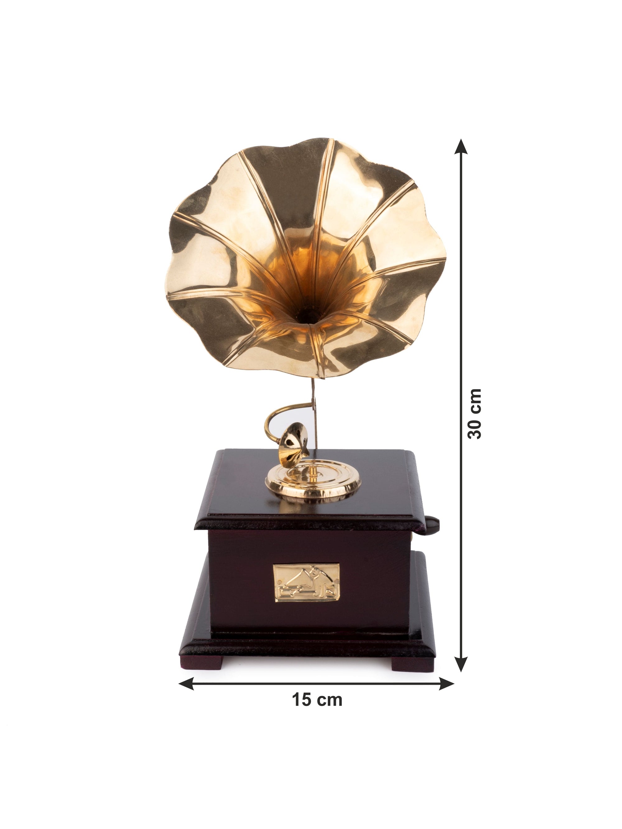 Antique Golden Gramophone Decorative Showpiece - 12 inches