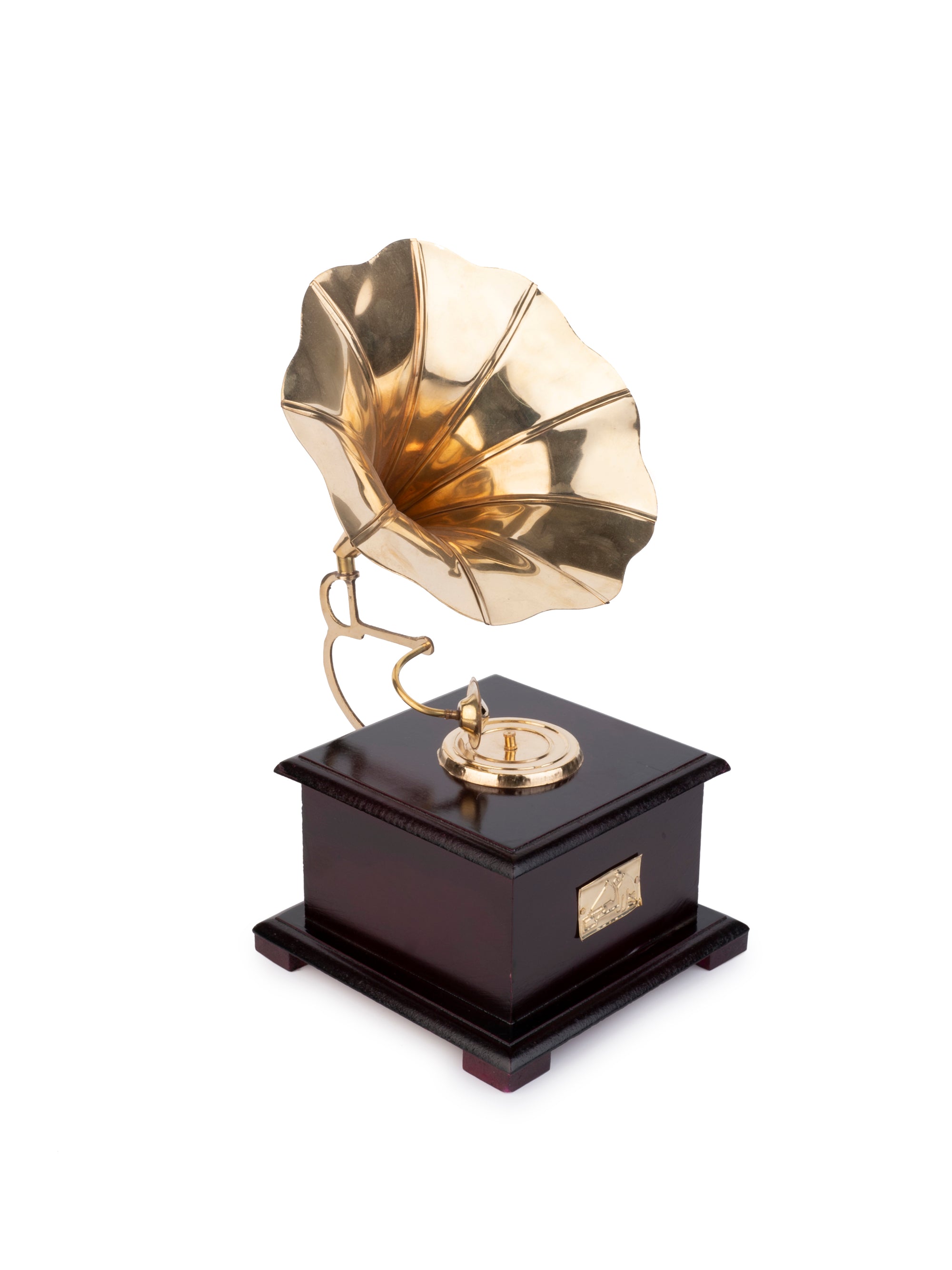 Antique Golden Gramophone Decorative Showpiece - 12 inches