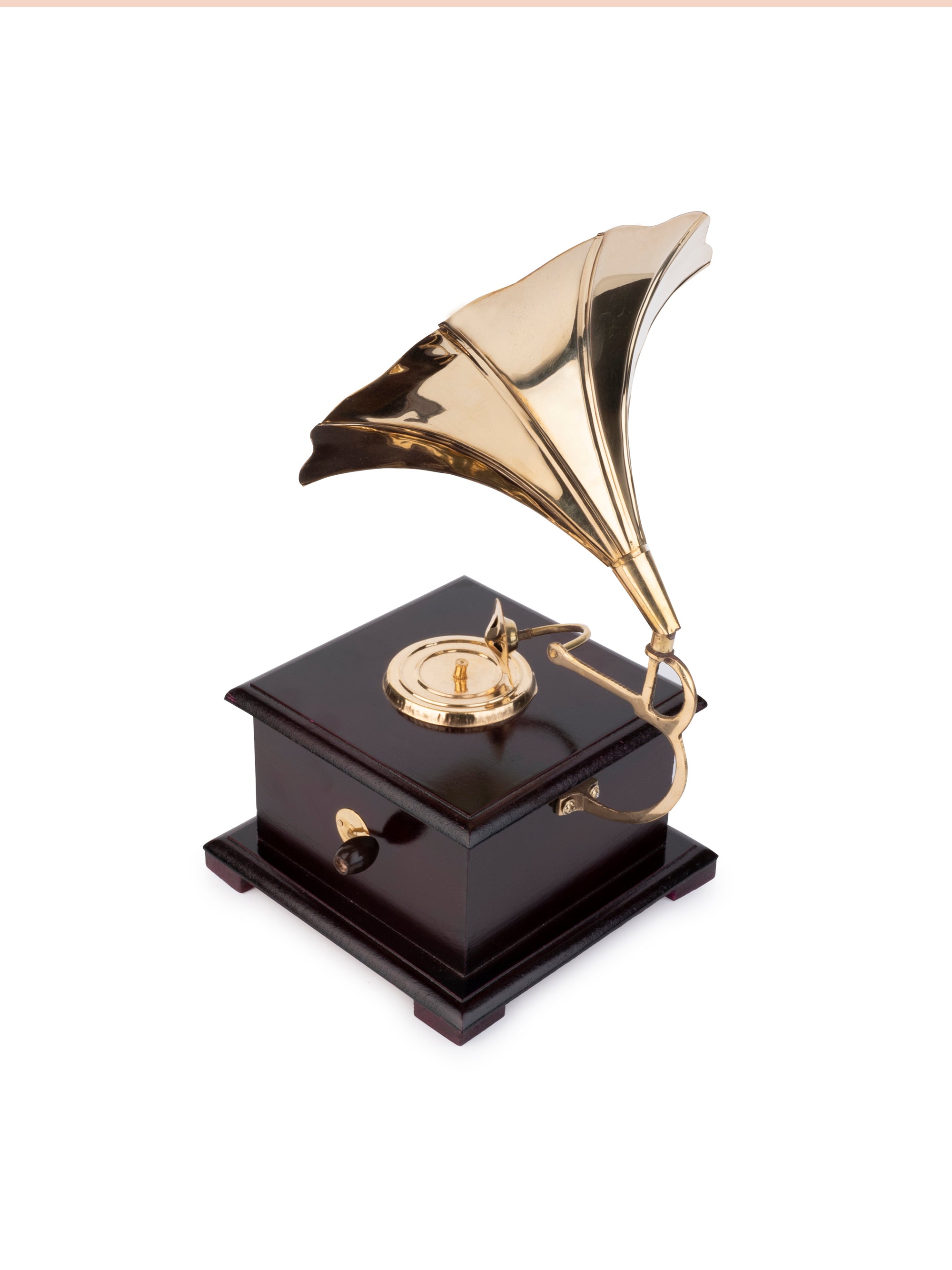 Antique Golden Gramophone Decorative Showpiece - 12 inches