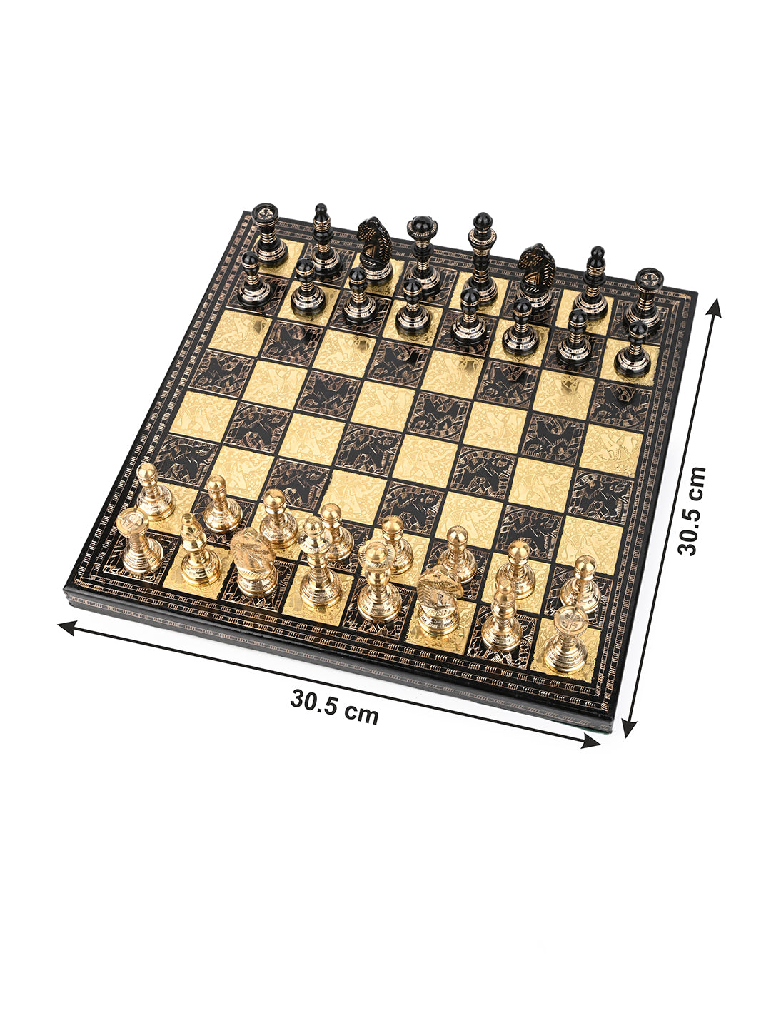 Brass Crafted Chess Board in 2 Color Options Silver and Gold comes in a gift box - 12 inches