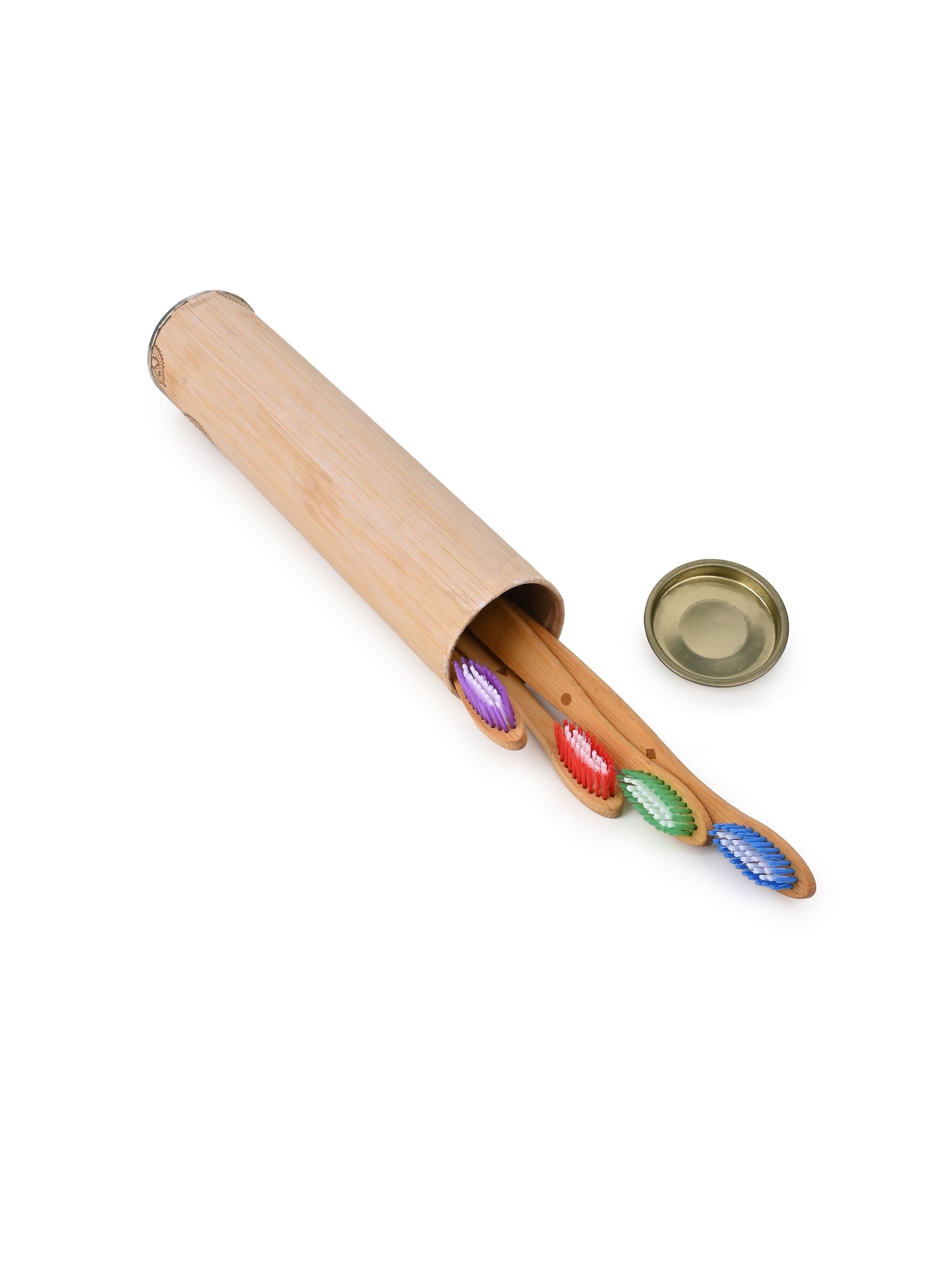 Sustainable Bamboo Flat Handle Toothbrush Set of 4 Pcs