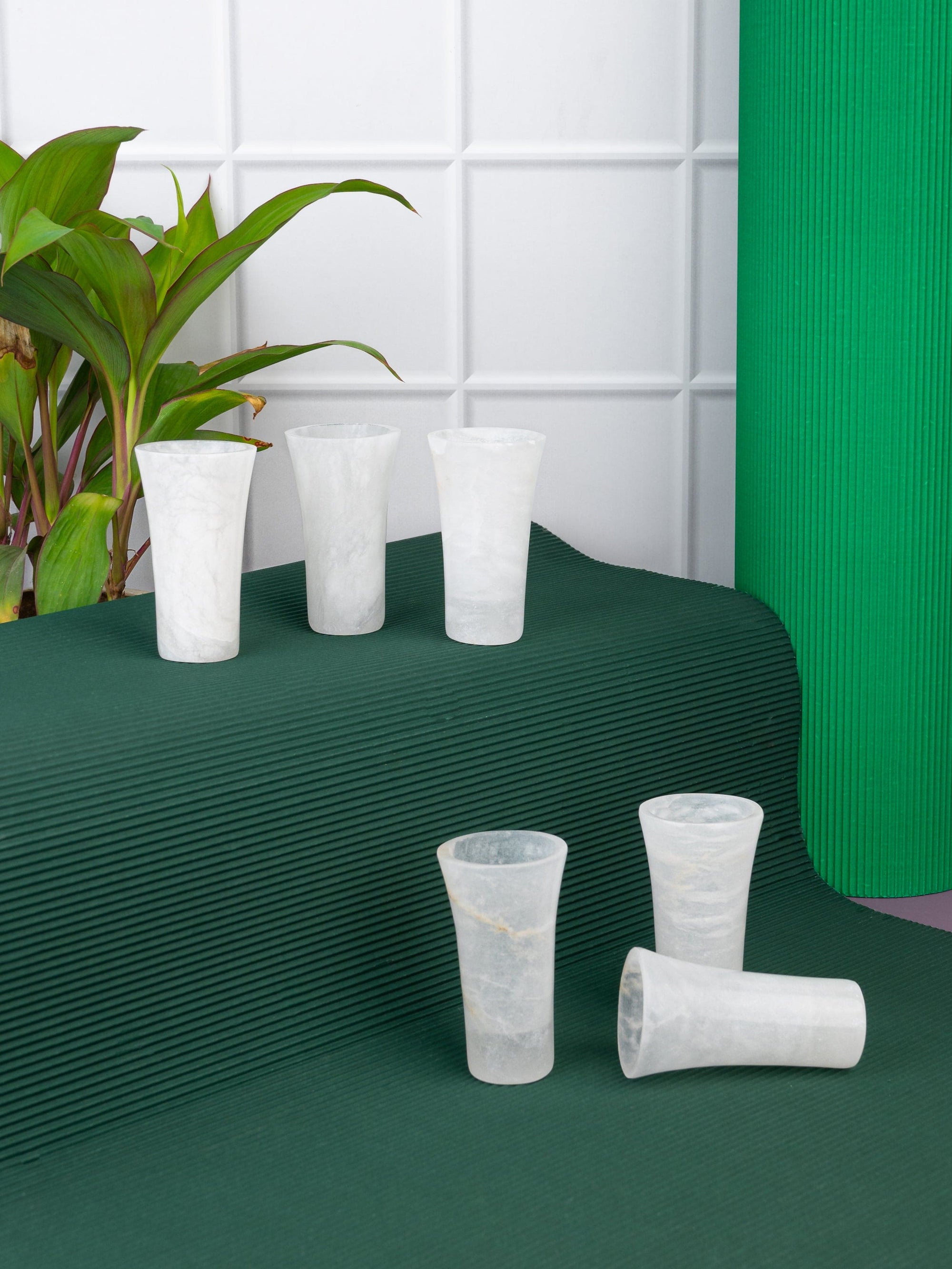 Set of 6 Handcrafted Marble Shot Glasses with a Very Smooth Surface Finish