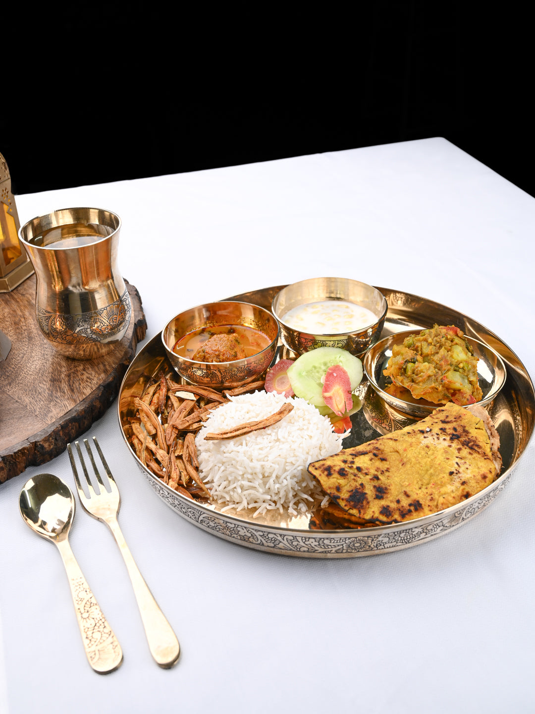 Traditional Kansa / Bronze 7 pieces Thali Set / Dinner set for Everyday Use