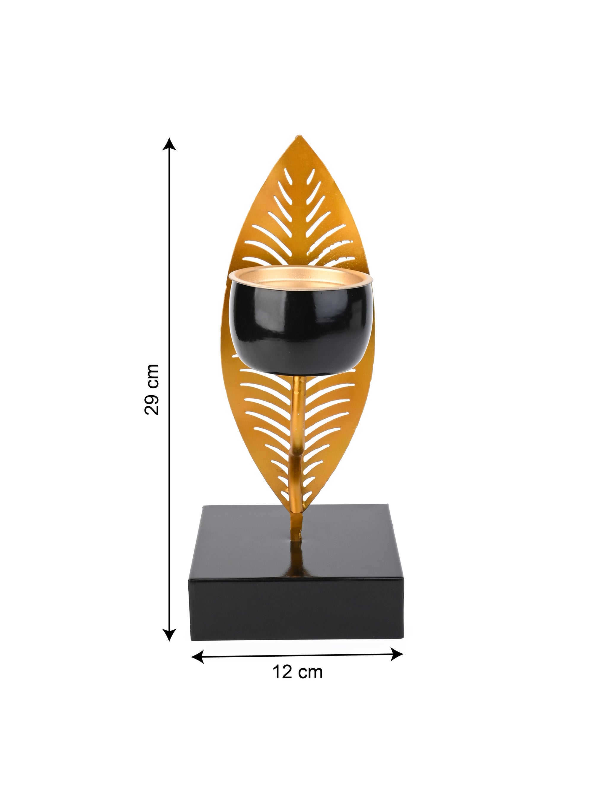 Metal Crafted Set of 2 Leaf Design Candle Holder for Home Decor