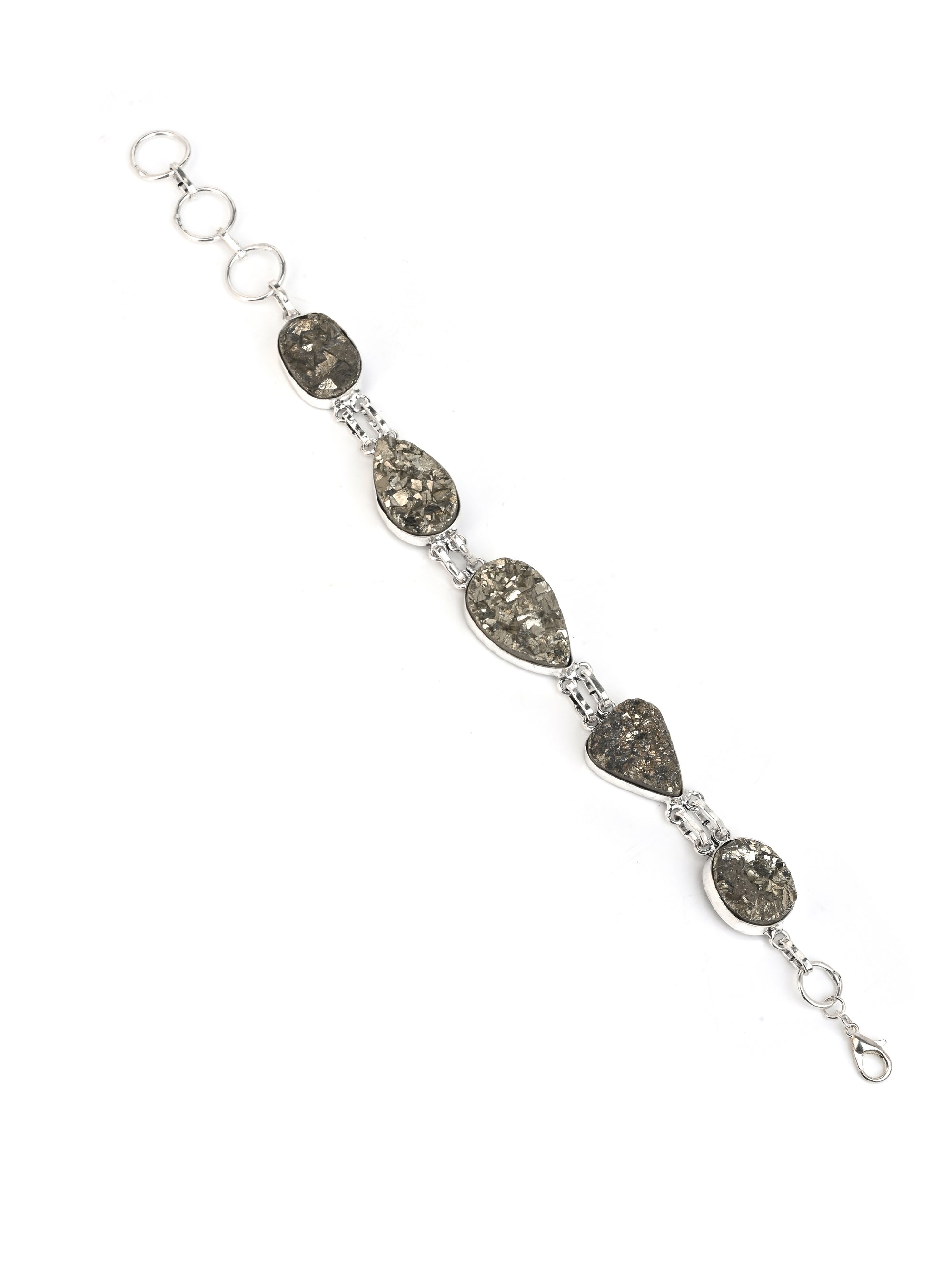 MAURYANA - Grey agate stone and metal crafted stylish bracelet - adjustable size
