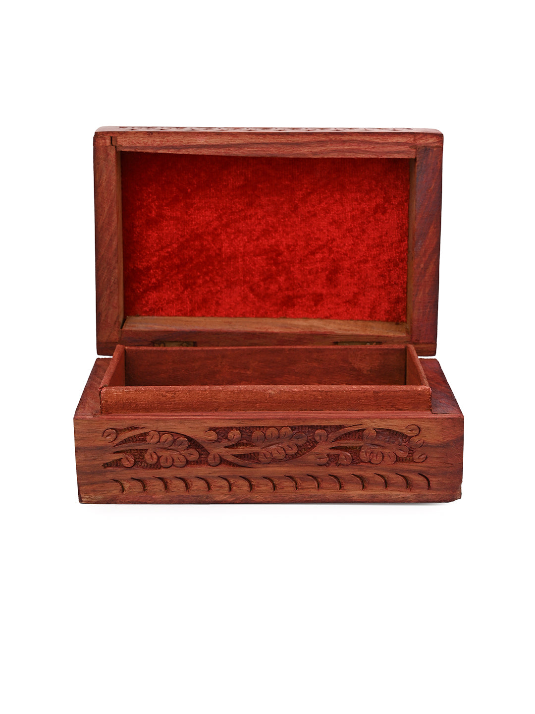 Sheesham wood trinket box with intricate carving - 6x4 inches