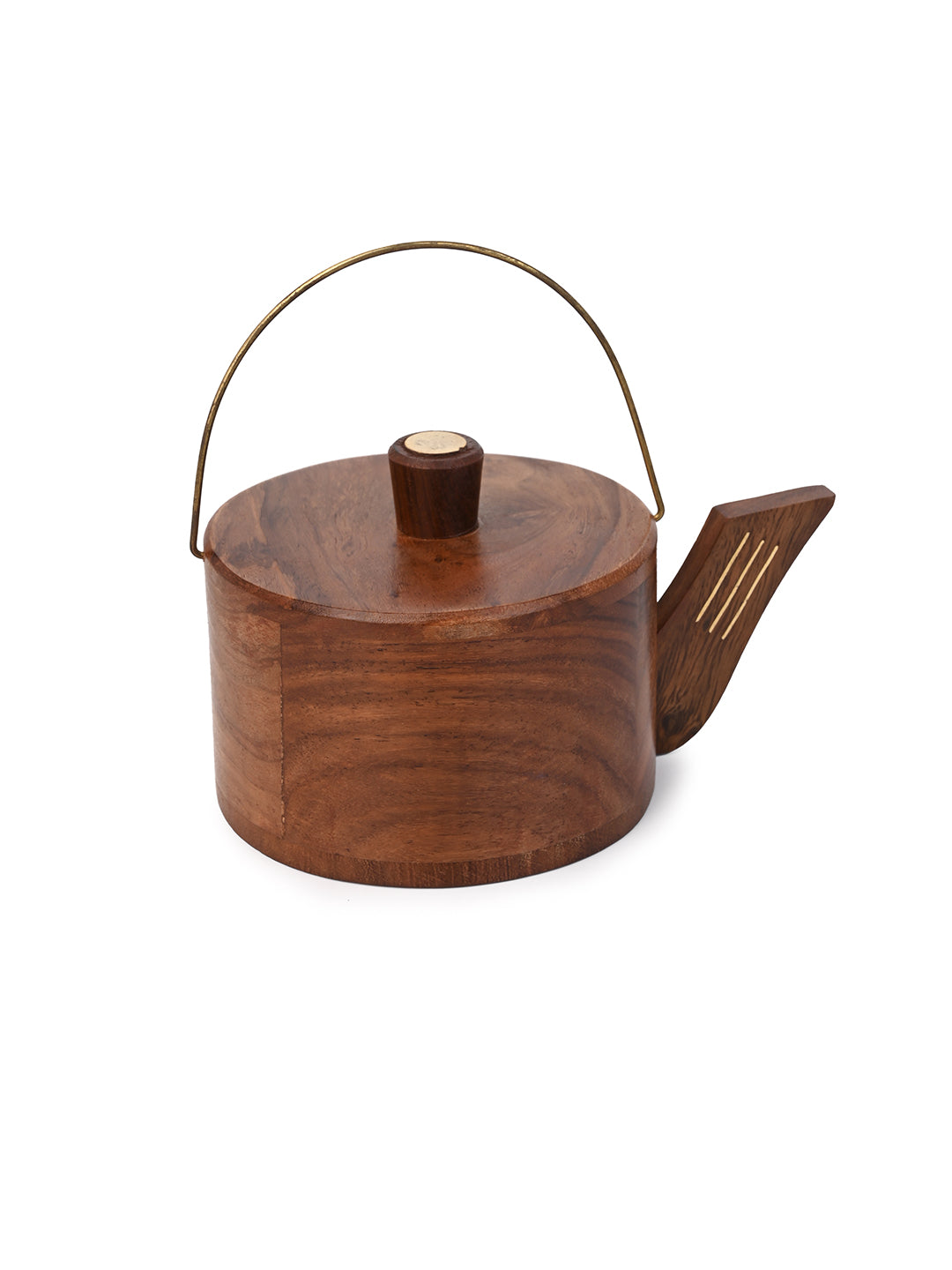 Sheesham wood kettle coaster set with brass ends - set of 6 pieces