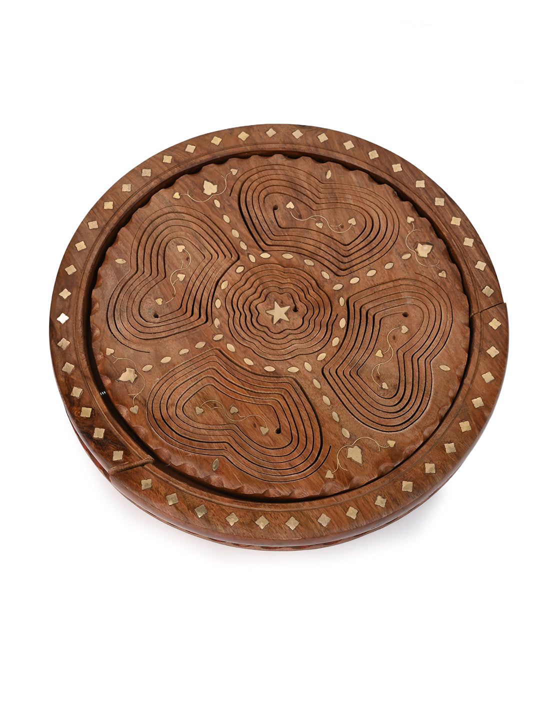 Sheesham wood foldable serving basket for dry fruits and snacks - 12 inches