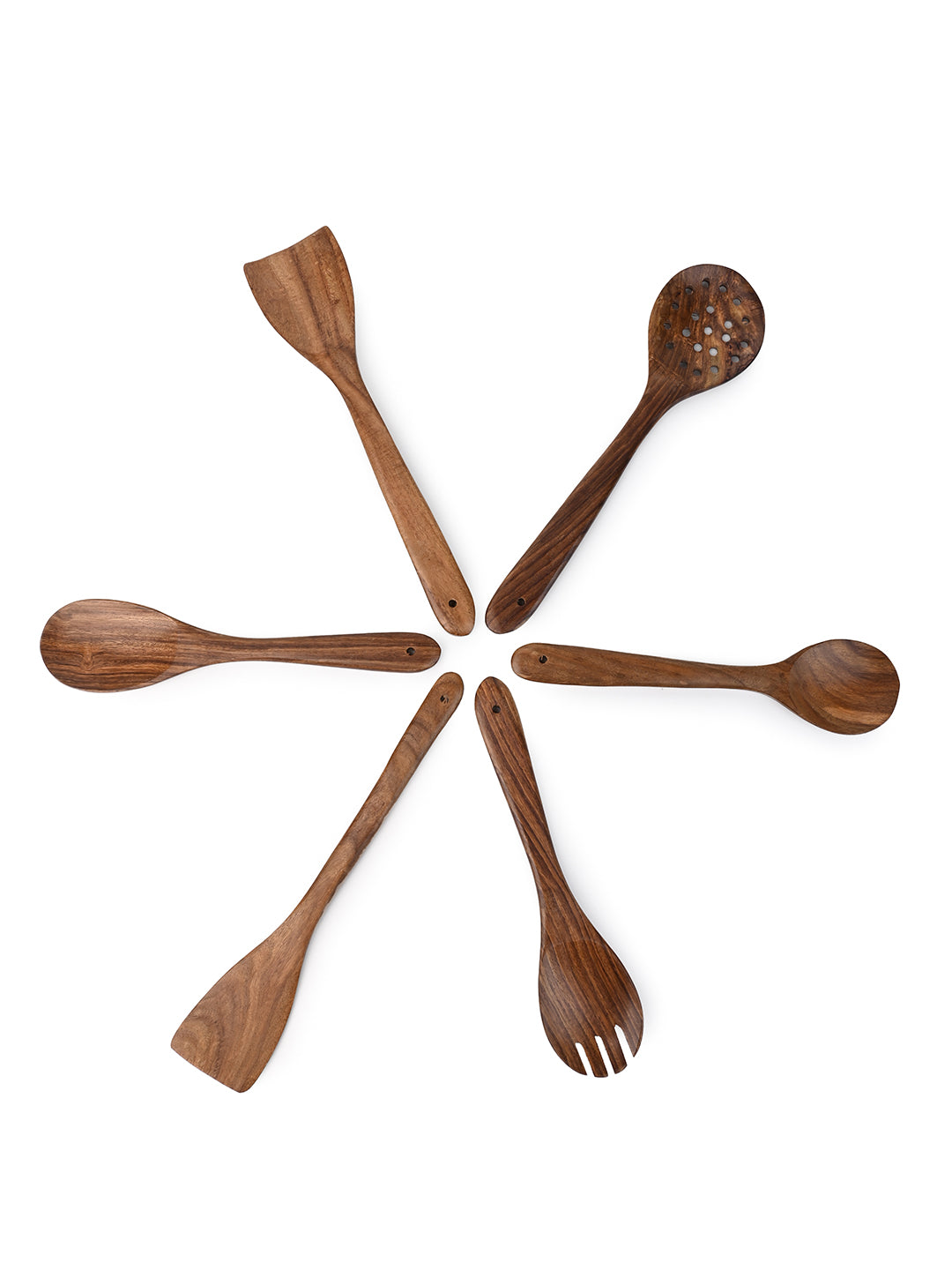 Sheesham wood cooking utensils light weight and durable - set of 6 pieces