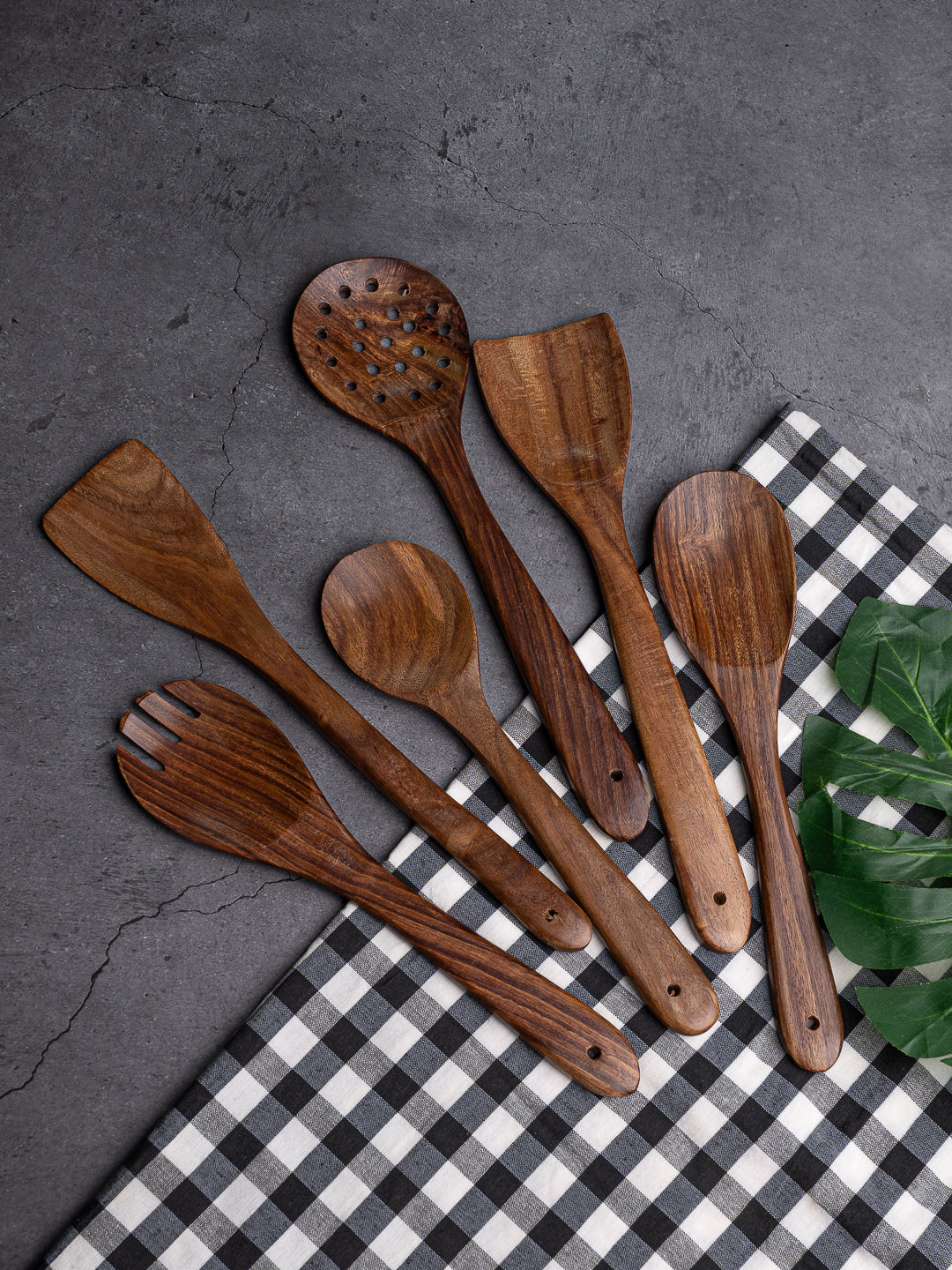 Sheesham wood cooking utensils light weight and durable - set of 6 pieces