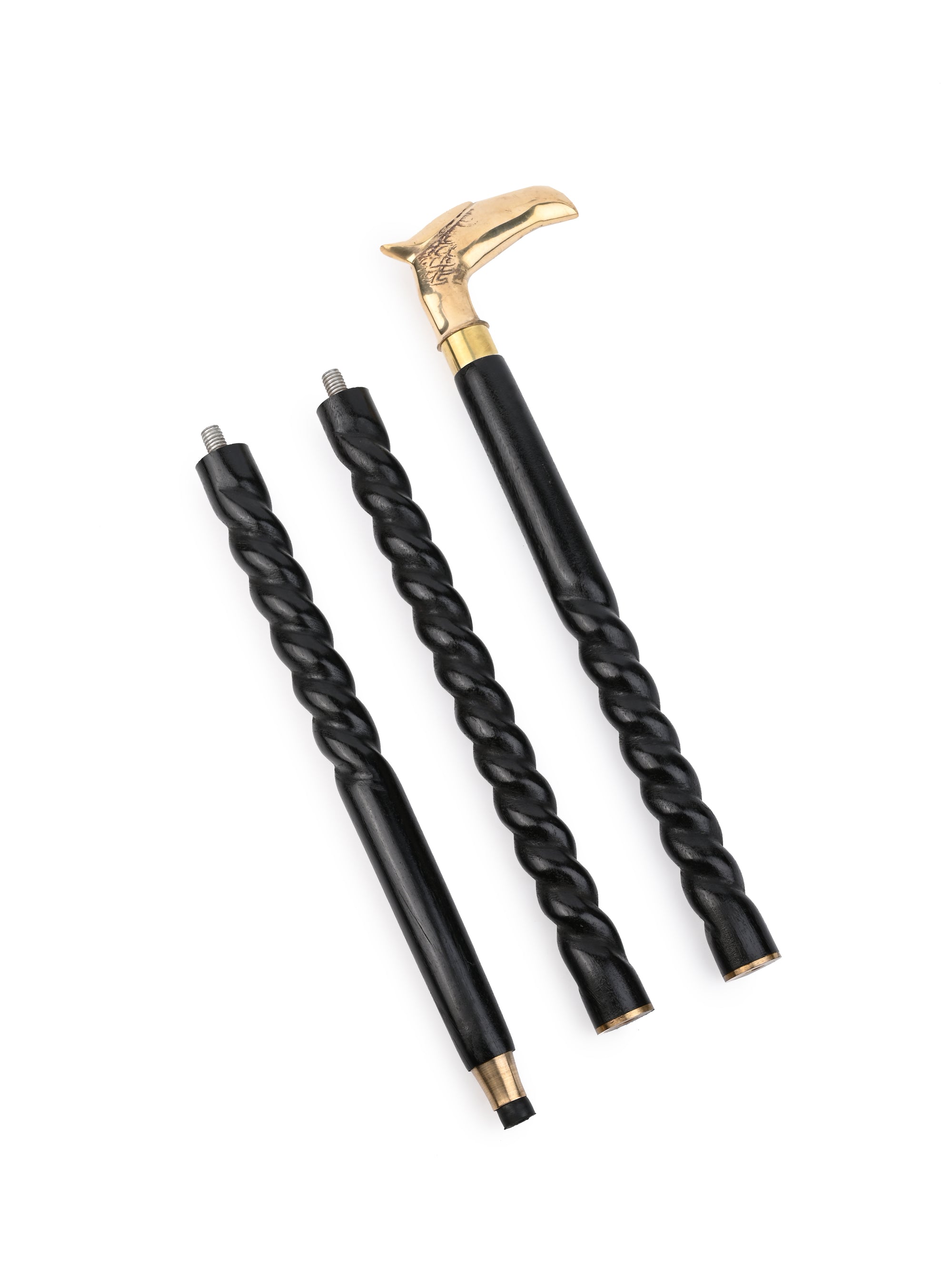 Shisham wood crafted brass eagle head handle walking stick / cane - Easily detachable