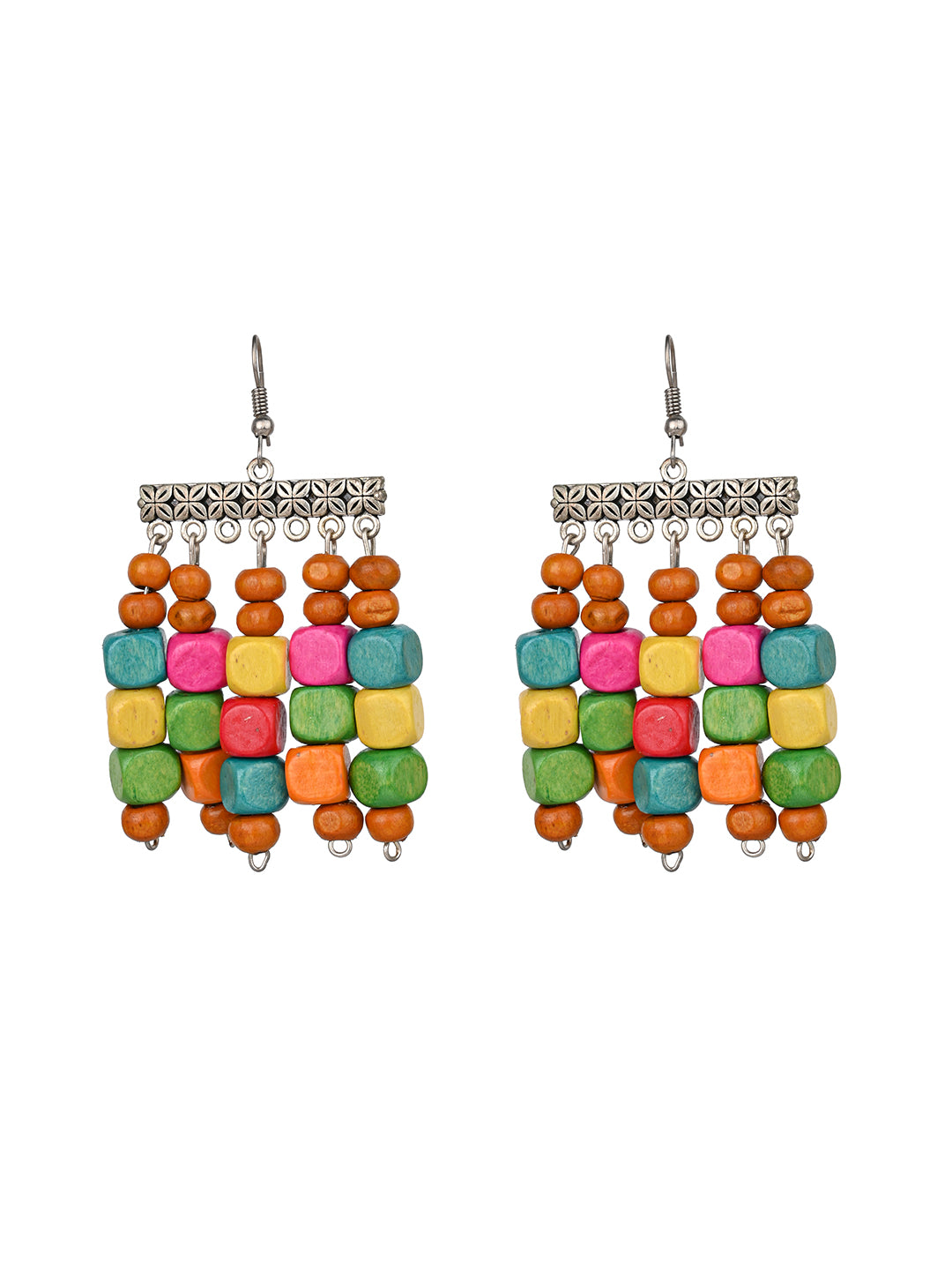 MAURYANA - Heavy multilayered colorful beadwork necklace with earring - adjustable length