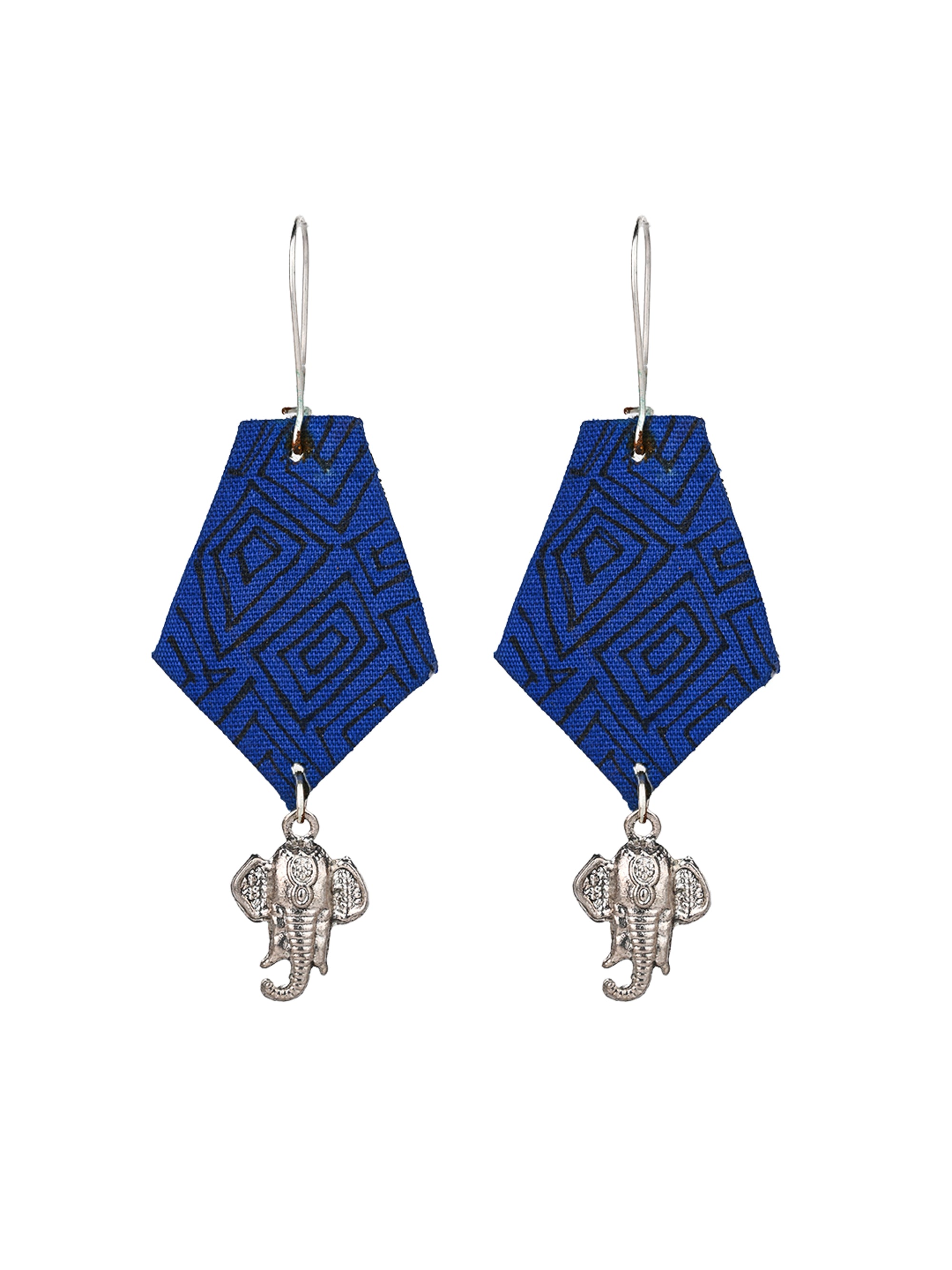 MAURYANA - Fabric crafted long pendent with Ganesha necklace set with earrings - adjustable length