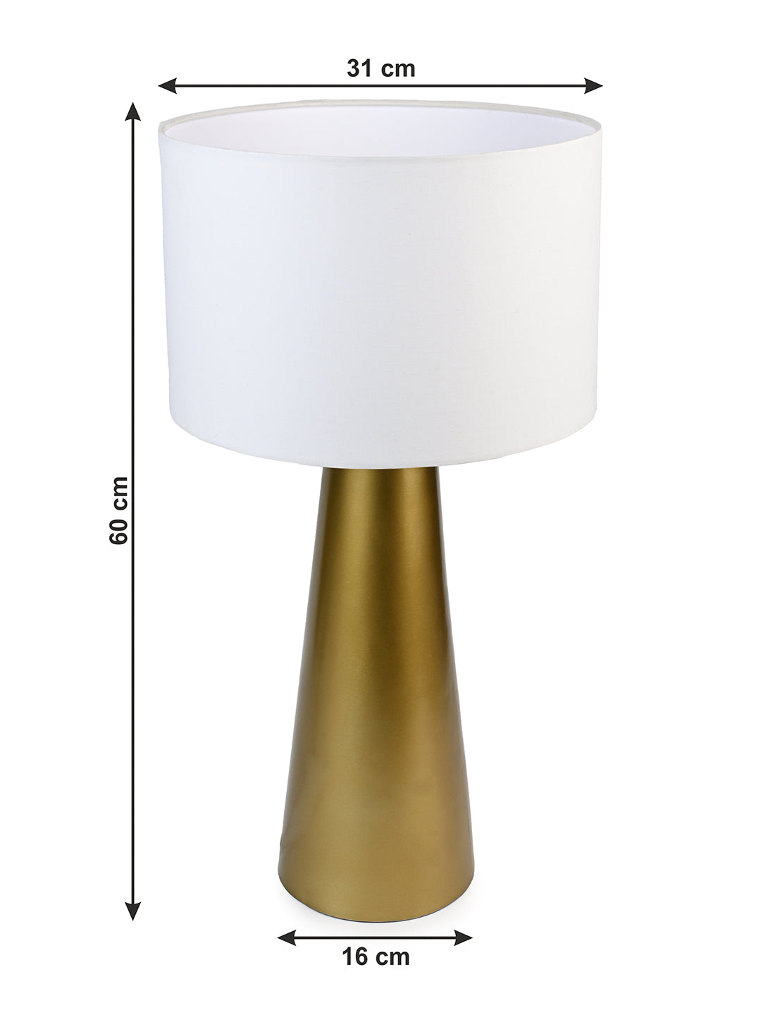 Antique taper base table lamp / bedside lamp with white shade