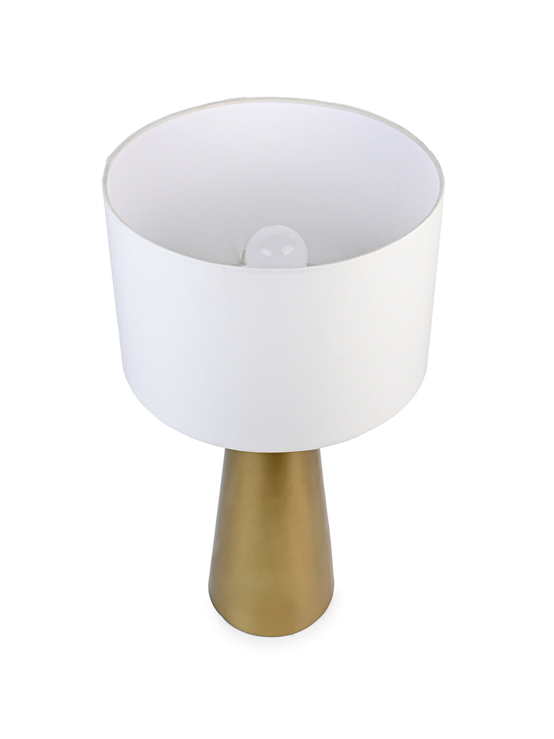 Antique taper base table lamp / bedside lamp with white shade