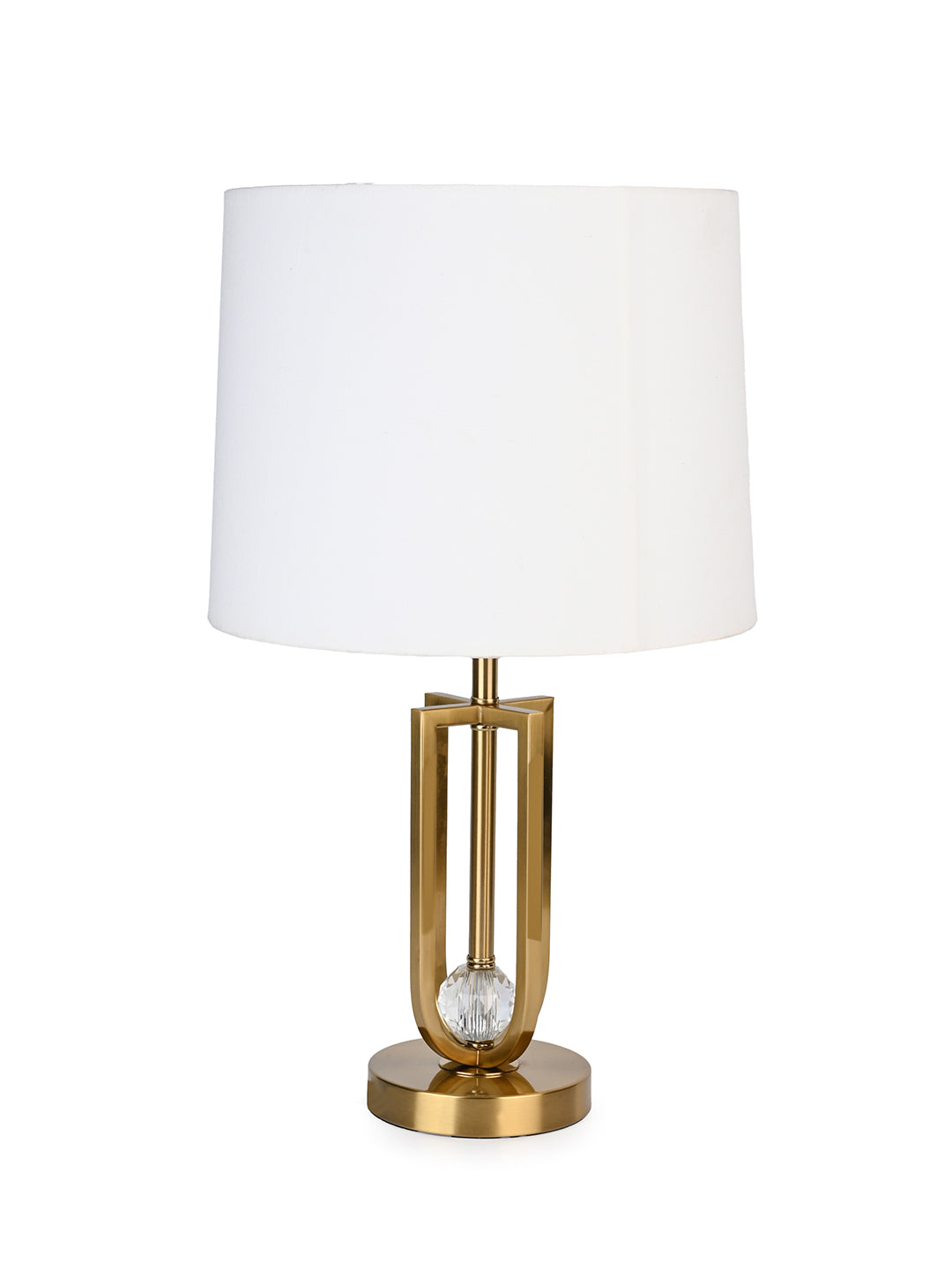 Simple and stylish white shade and gold metal base table lamp / bedside lamp