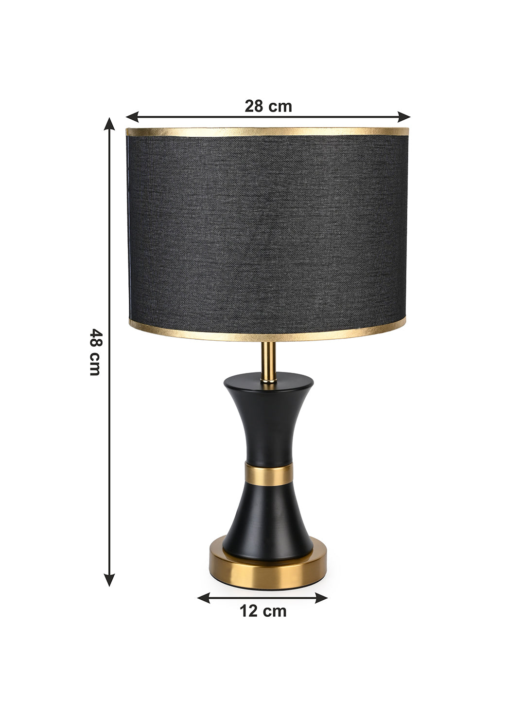 Black shade with gold and black metallic base table lamp / bedside lamp