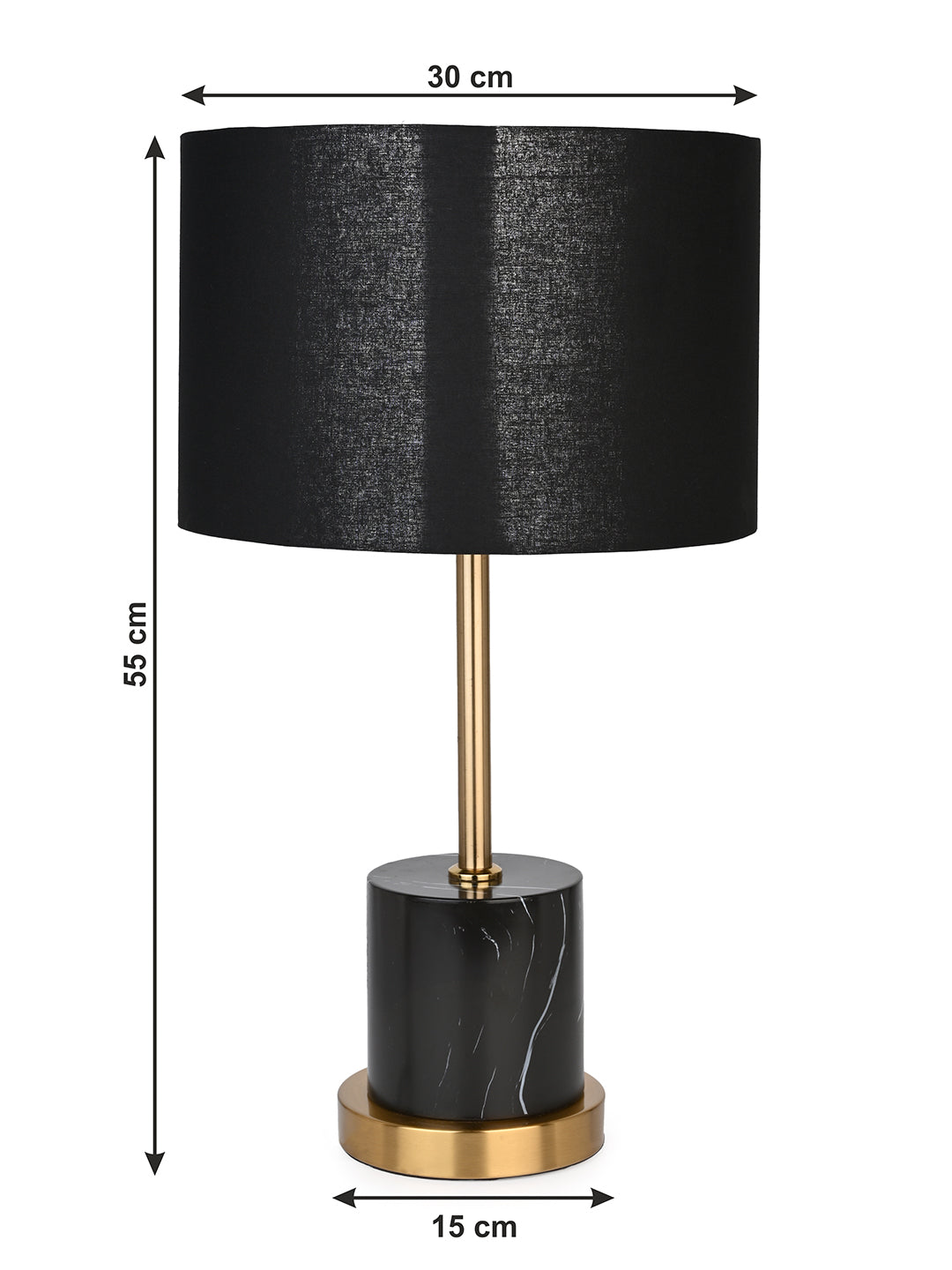 Sleek black table lamp / bedside lamp with an attractive designer base