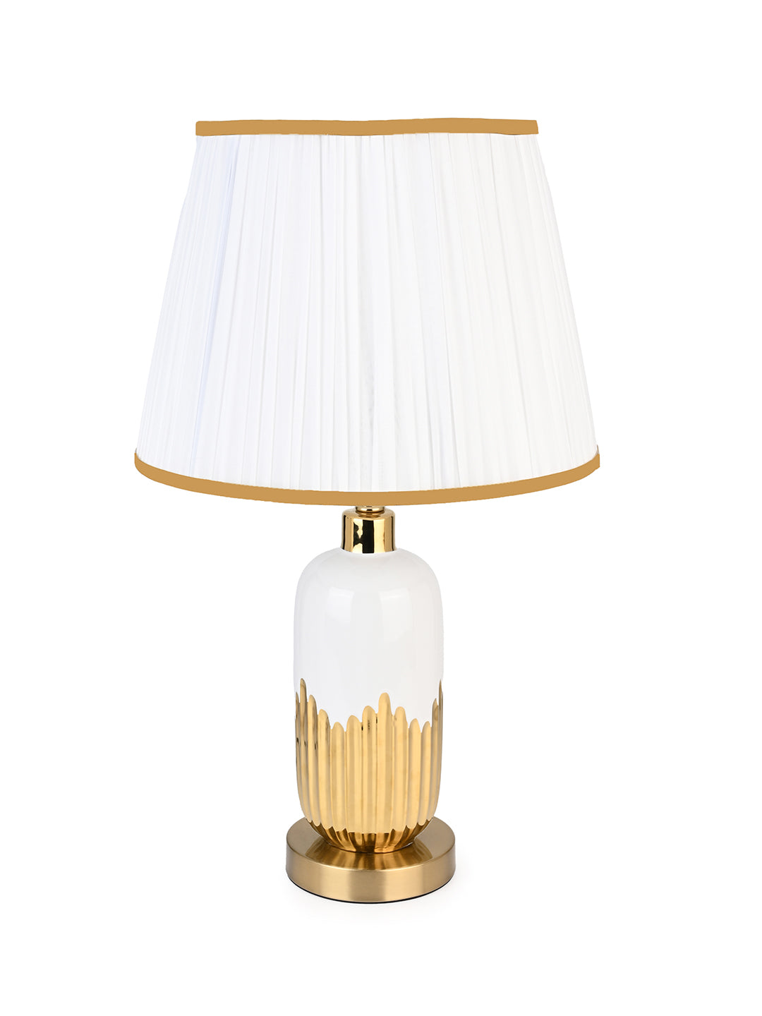 Pure white with a semi golden base classy table lamp / bedside lamp