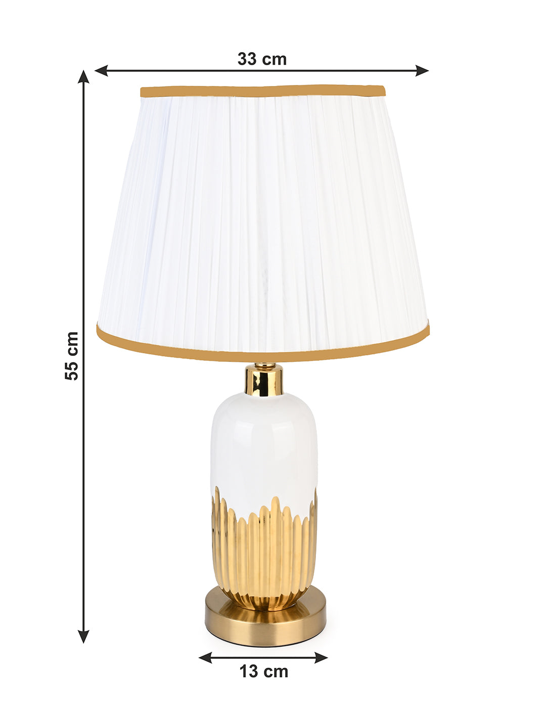Pure white with a semi golden base classy table lamp / bedside lamp